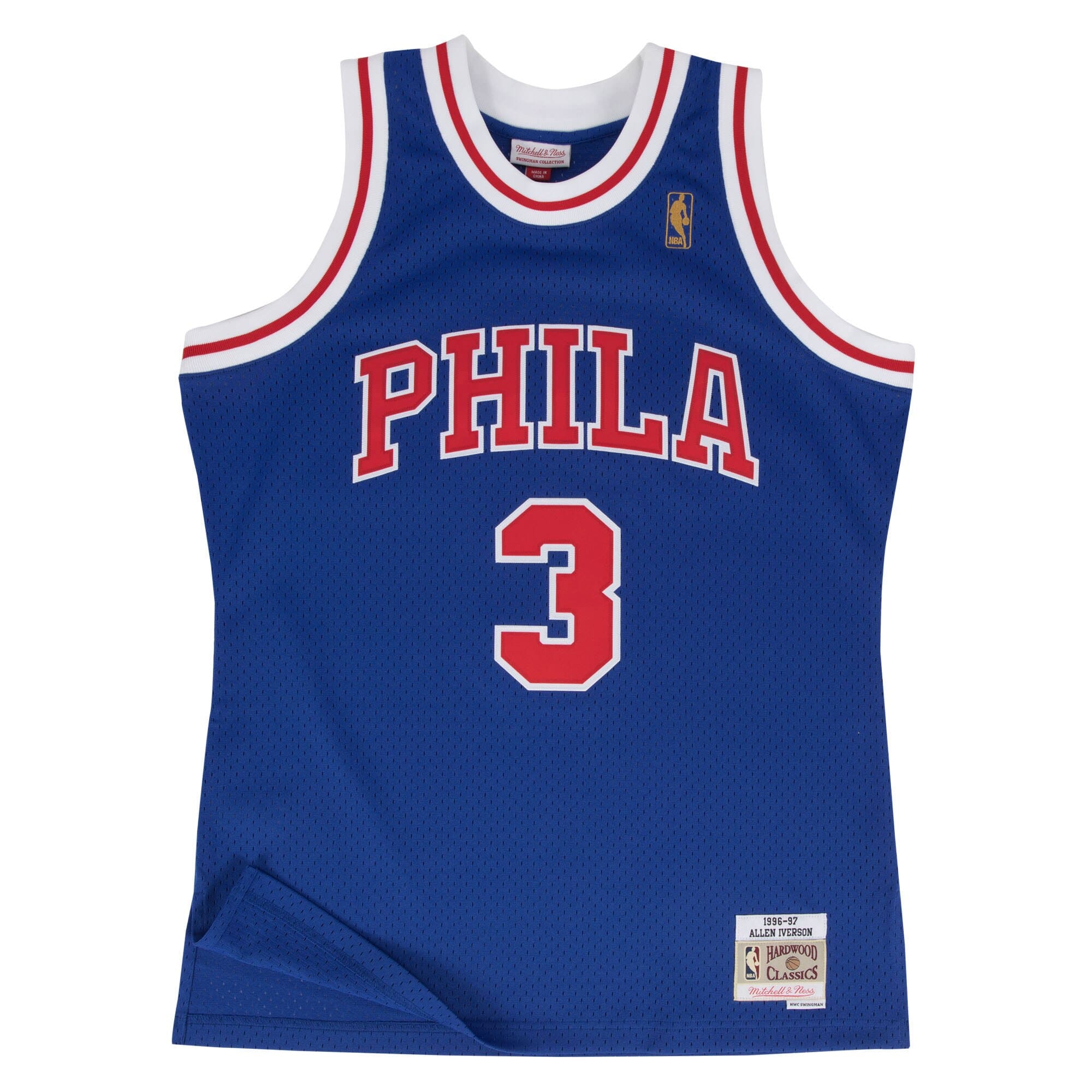 Philadelphia 76ers Allen Iverson 1997 Hardwood Classics Alternate Swingman Jersey by Mitchell & Ness - Blue - Mens