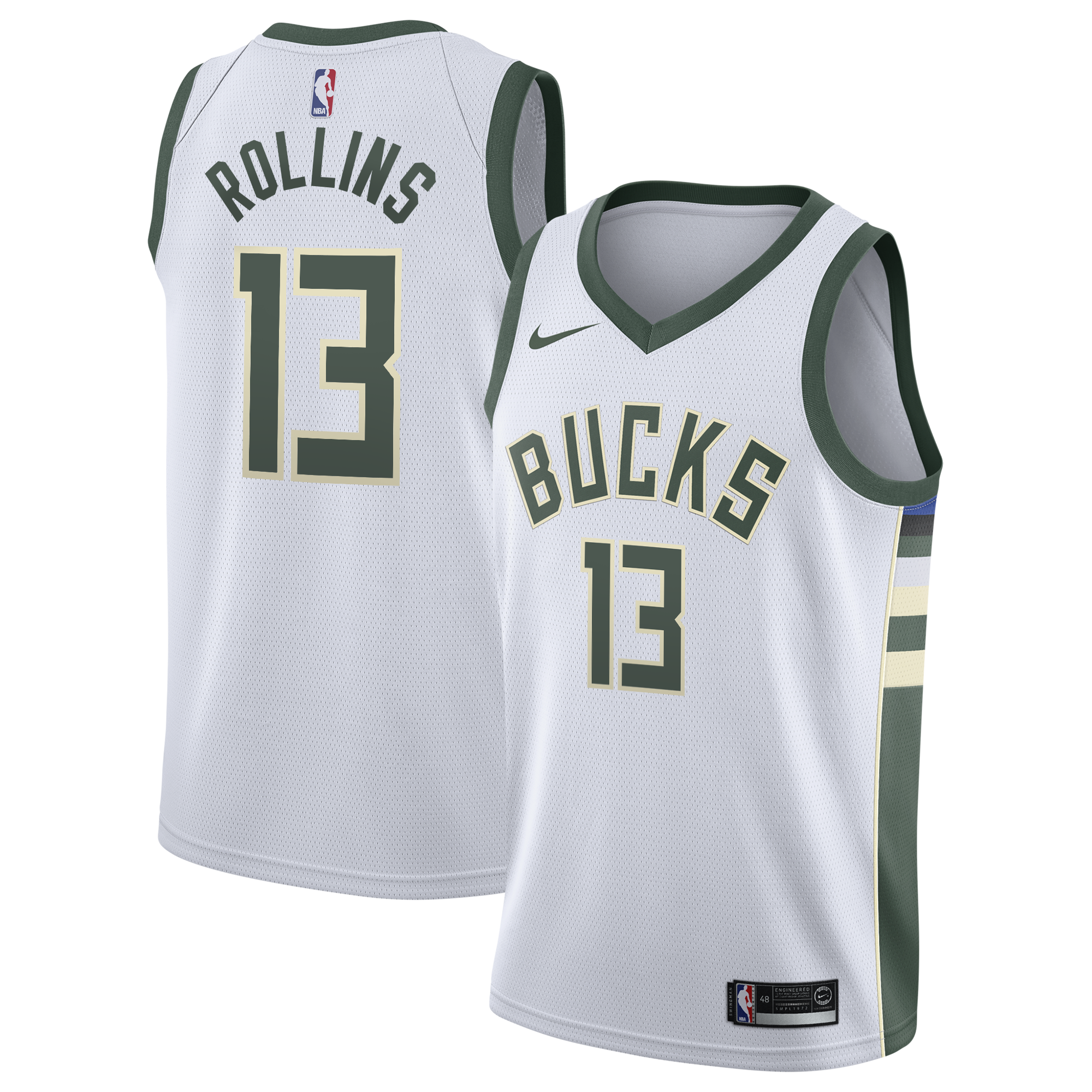 Milwaukee Bucks Nike Association Edition Swingman Jersey - White - Ryan Rollins - Youth
