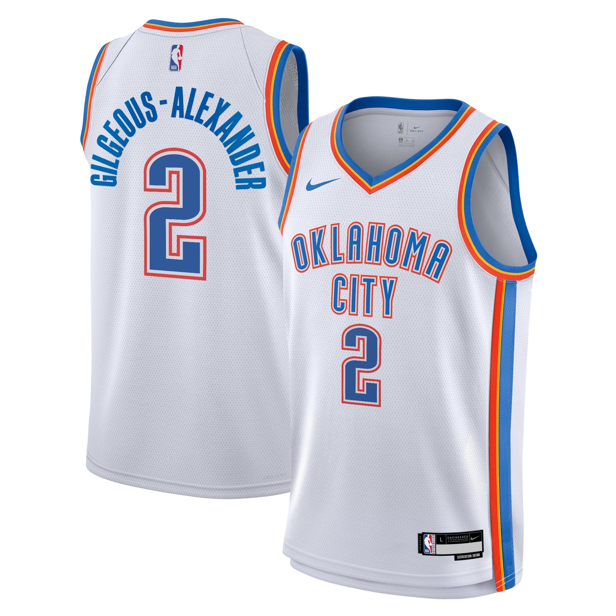 Oklahoma City Thunder Nike Association Edition Swingman Jersey - White - Shai Gilgeous-Alexander - Youth