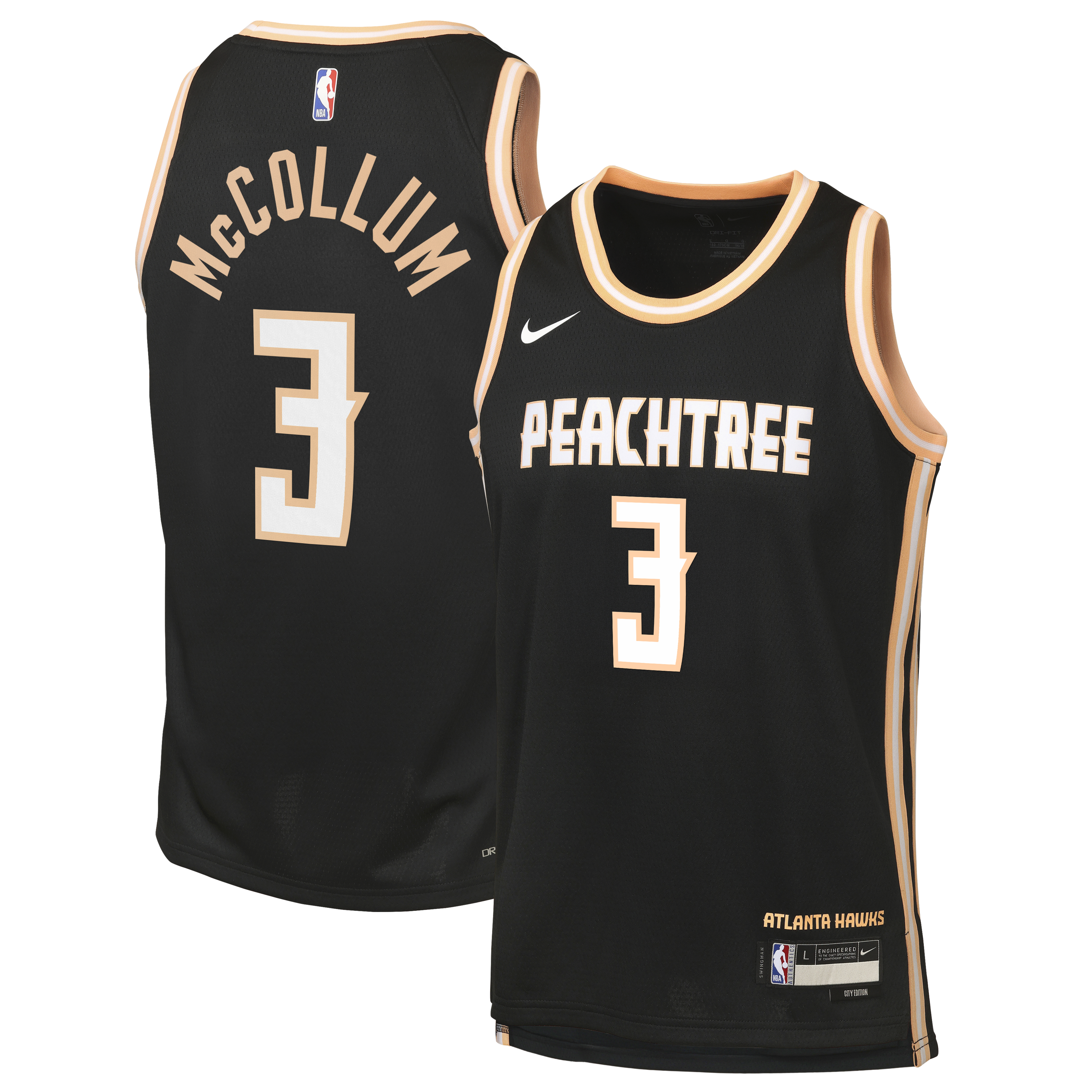 Nike Atlanta Hawks 2025/26 Nike City Edition Swingman Jersey - Black - CJ McCollum - Youth