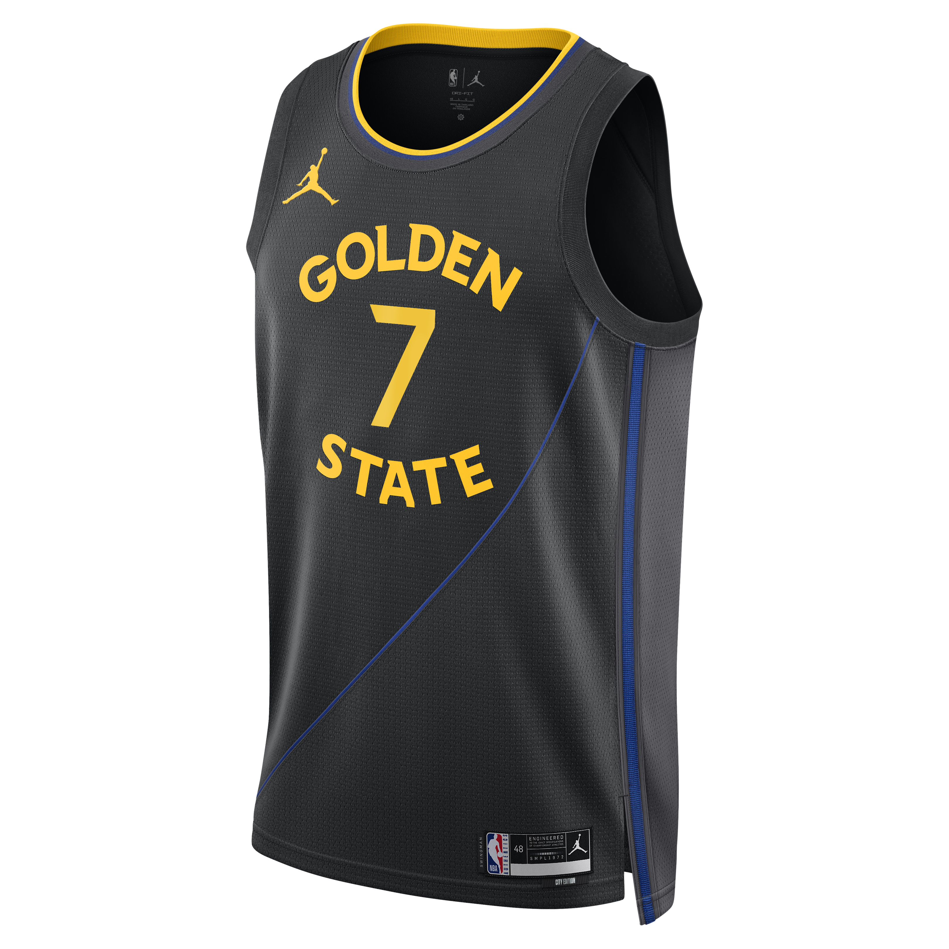 Golden State Warriors Jordan Brand 2024/25 Statement Edition Swingman Jersey - Black - Kristaps Porziņģis - Unisex