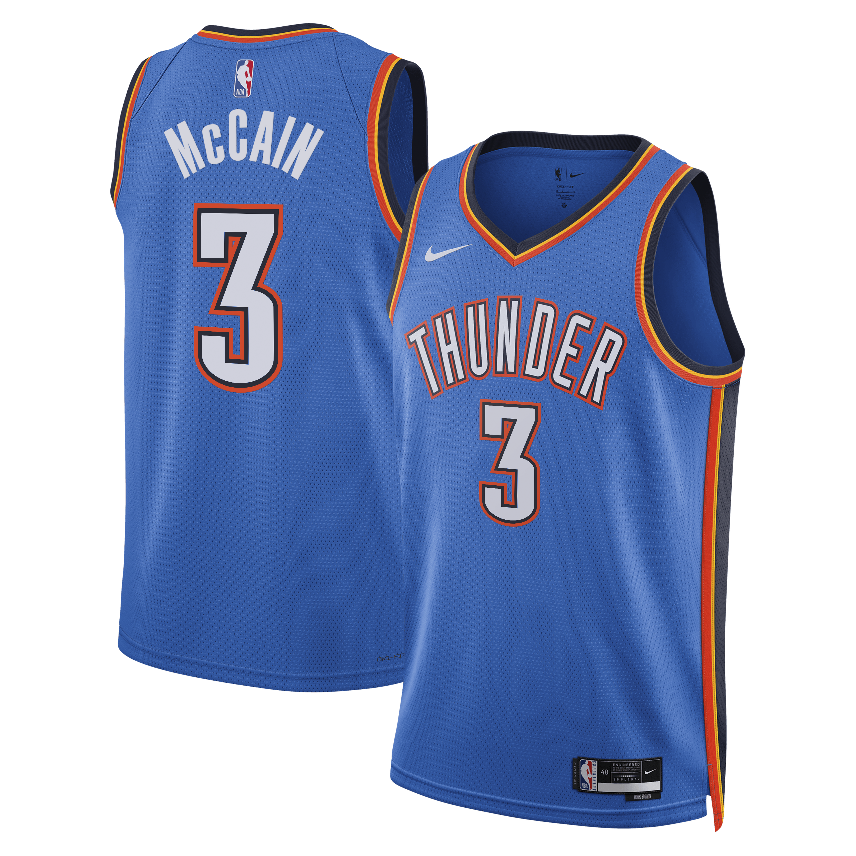 Oklahoma City Thunder Nike Icon Edition Swingman Jersey - Blue - Jared McCain - Unisex