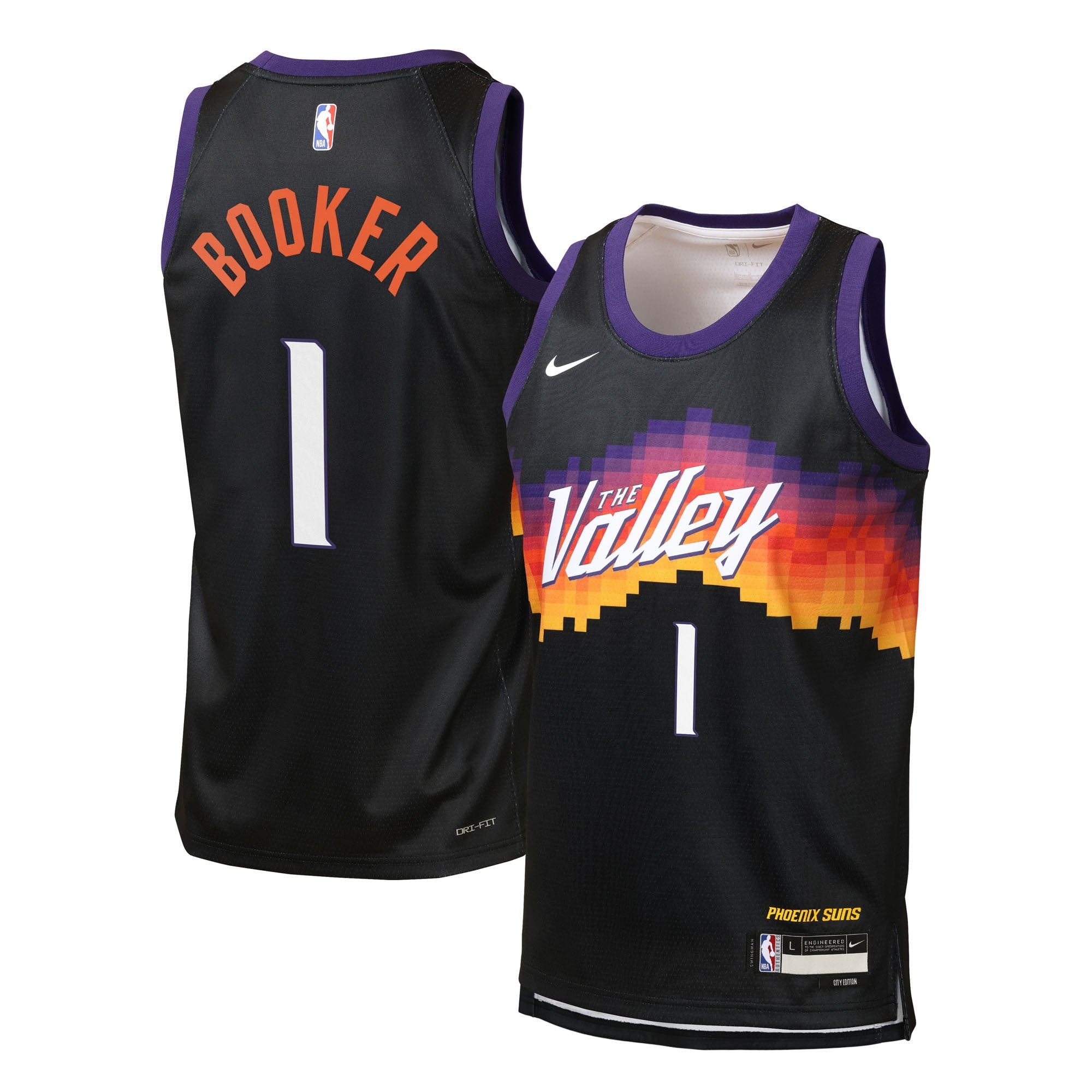 Phoenix Suns Nike 2025/26 City Edition Swingman Jersey - Black - Devin Booker - Youth