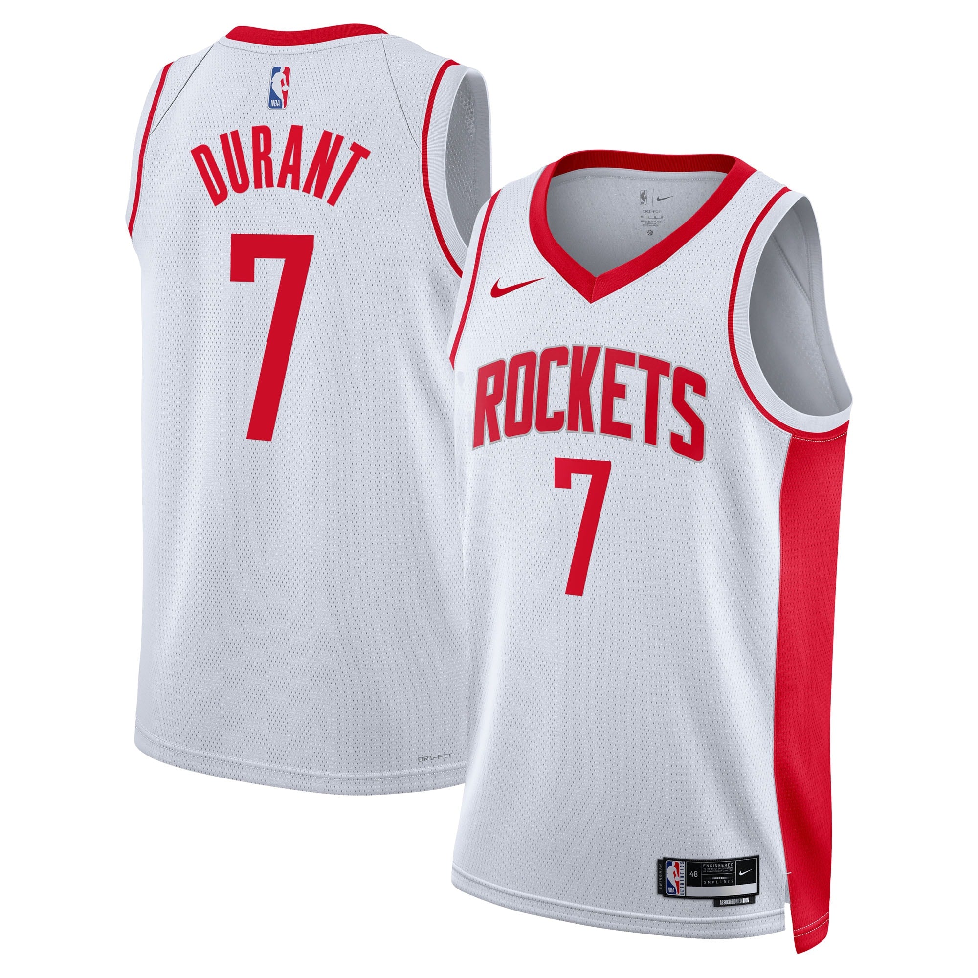 Houston Rockets Nike Association Edition Swingman Jersey - White - Kevin Durant - Unisex