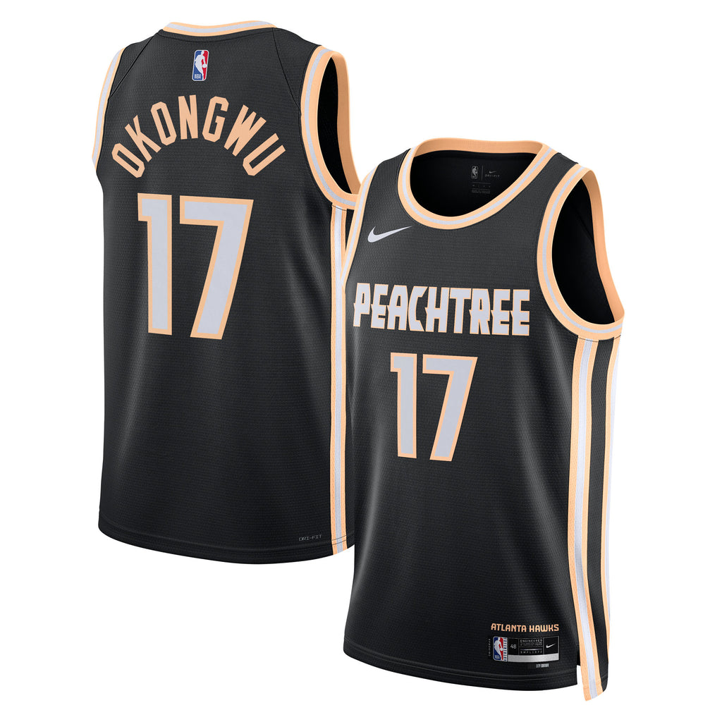 Atlanta Hawks Nike 2025/26 City Edition Swingman Jersey - Black - Onyeka Okongwu - Unisex