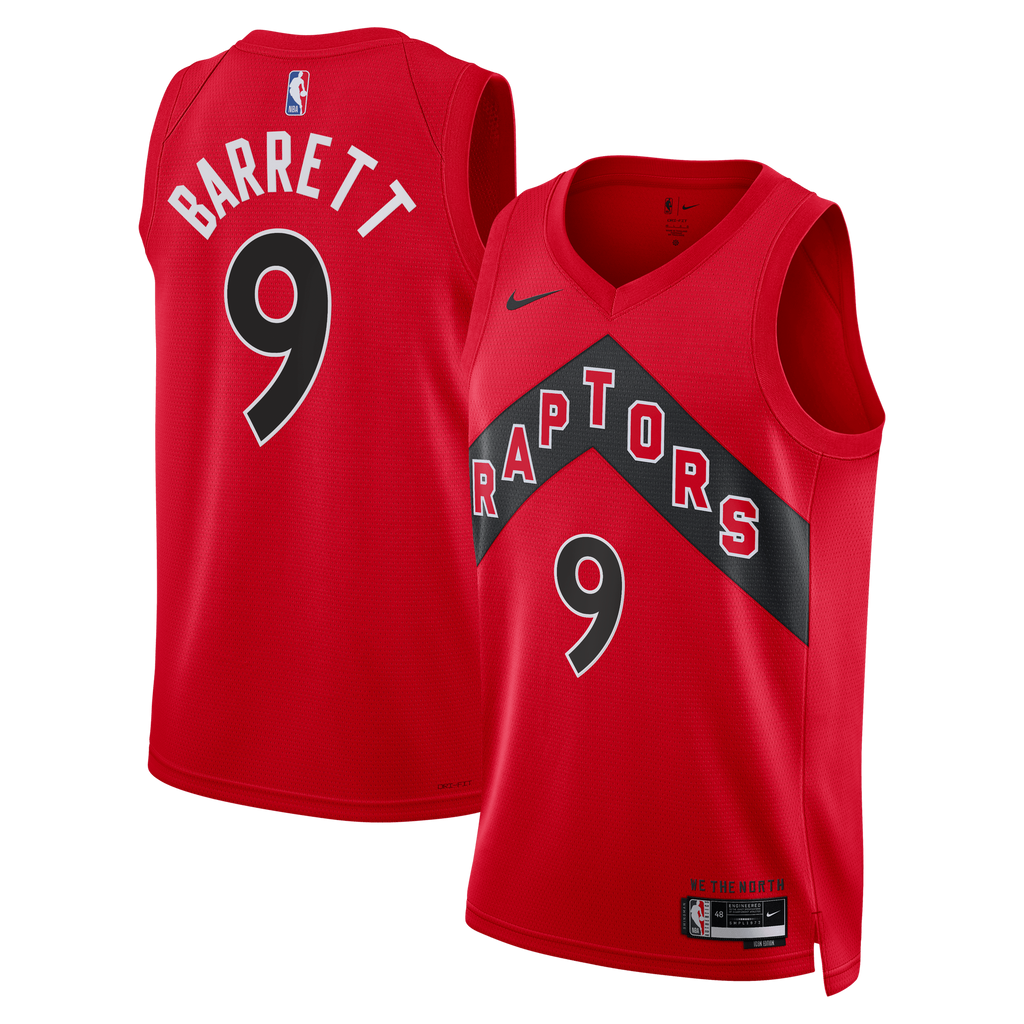 Toronto Raptors Nike Icon Edition Swingman Jersey - Red - RJ Barrett - Unisex