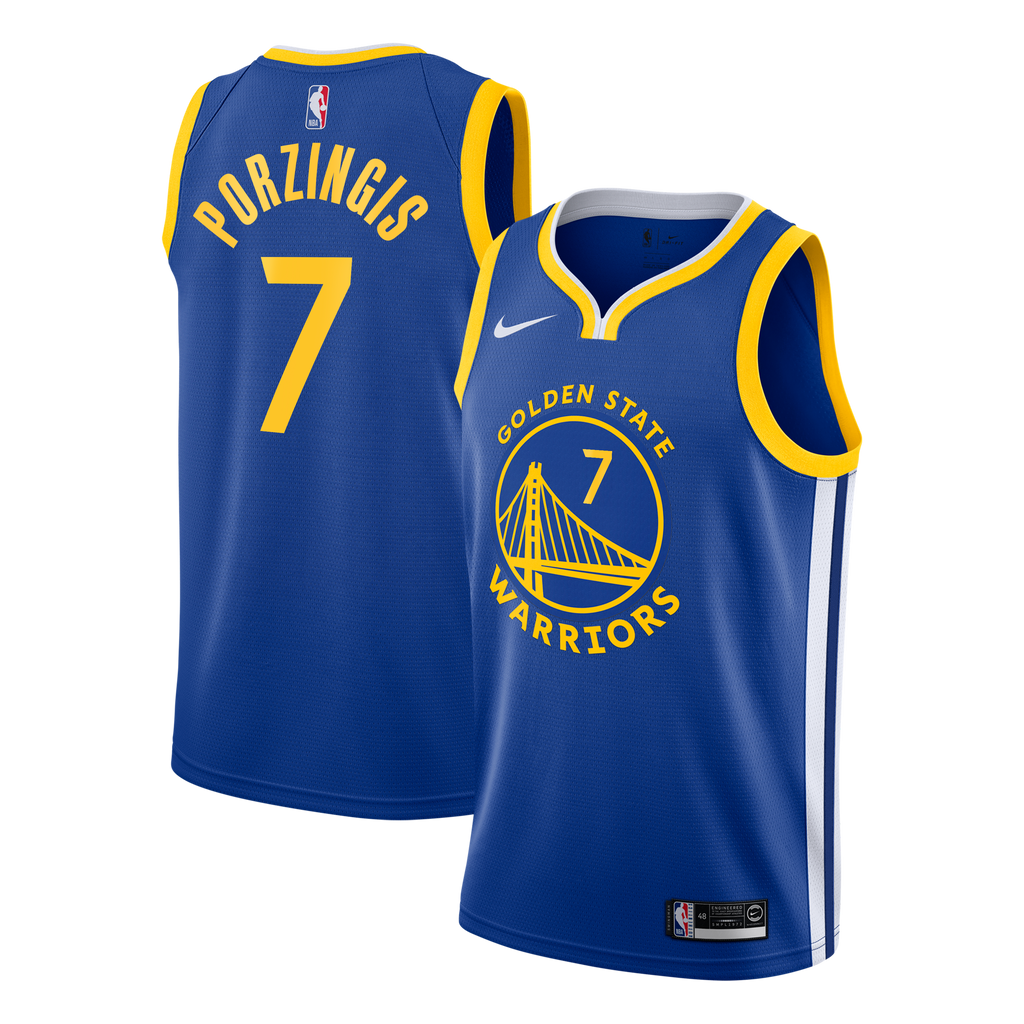 Golden State Warriors Nike Icon Edition Swingman Jersey - Royal - Kristaps Porziņģis - Youth