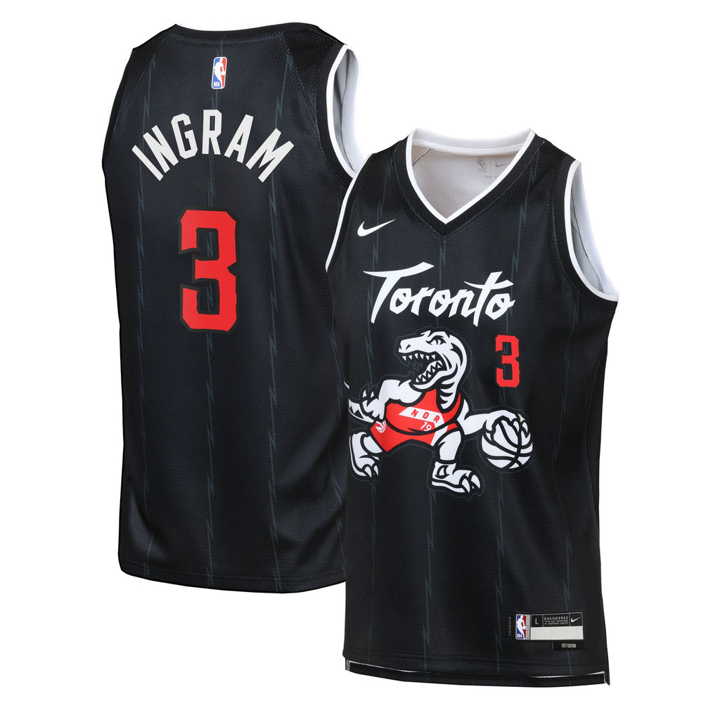 Toronto Raptors Nike 2025/26 City Edition Swingman Jersey - Black - Brandon Ingram - Youth