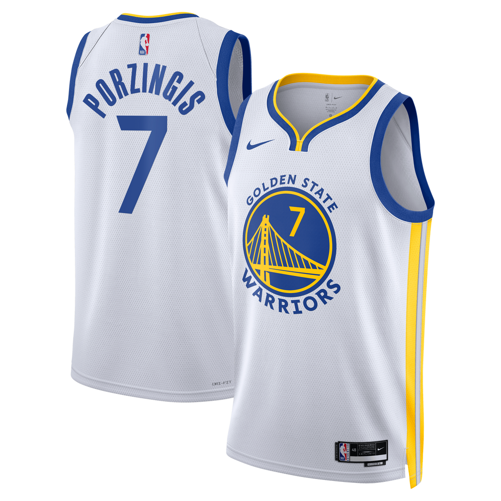 Golden State Warriors Nike Association Edition Swingman Jersey - White - Kristaps Porziņģis - Unisex