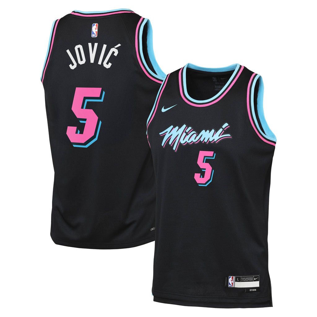 Miami Heat Nike 2025/26 City Edition Swingman Jersey - Black - Nikola Jović - Youth