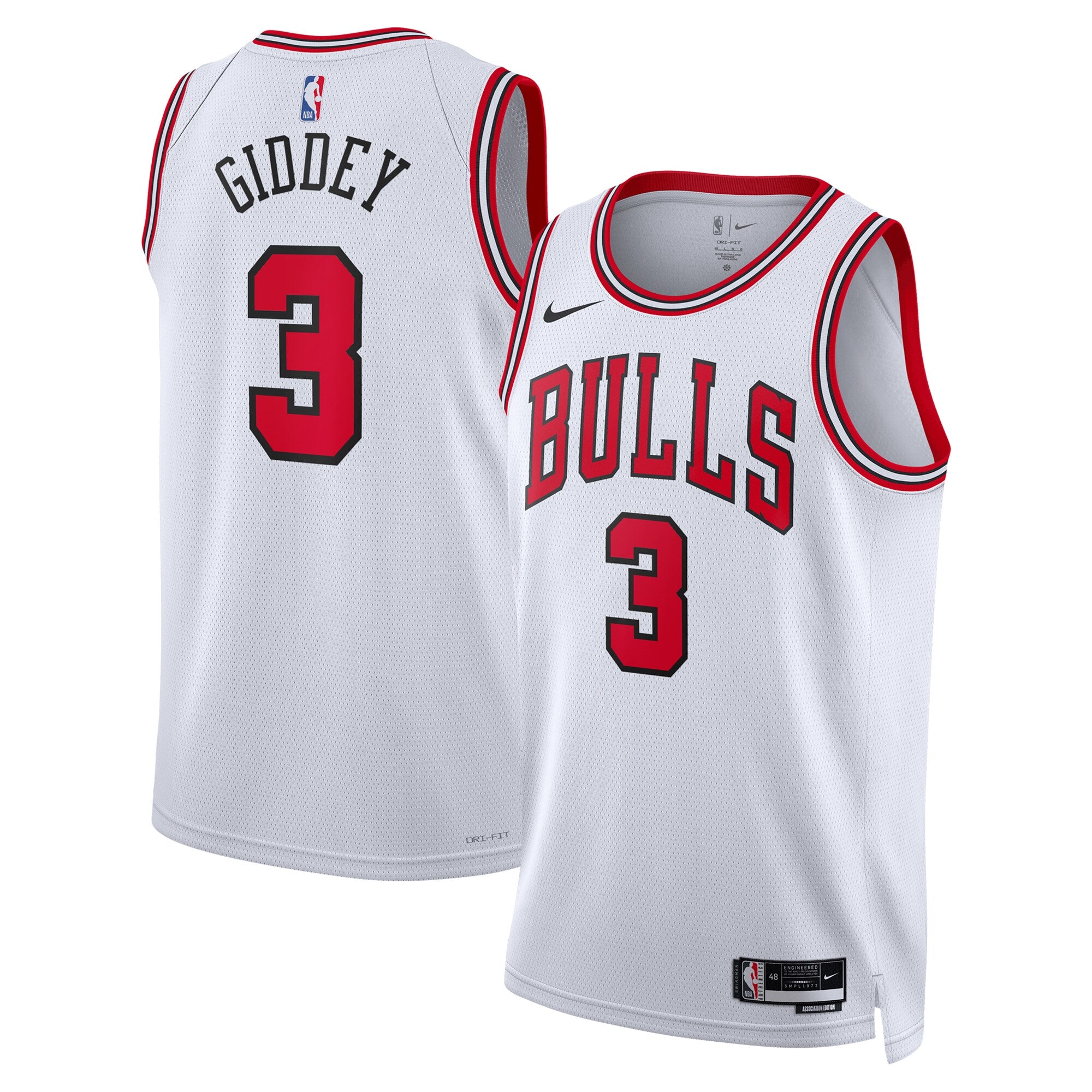 Chicago Bulls Nike Association Edition Swingman Jersey - White - Josh Giddey - Unisex