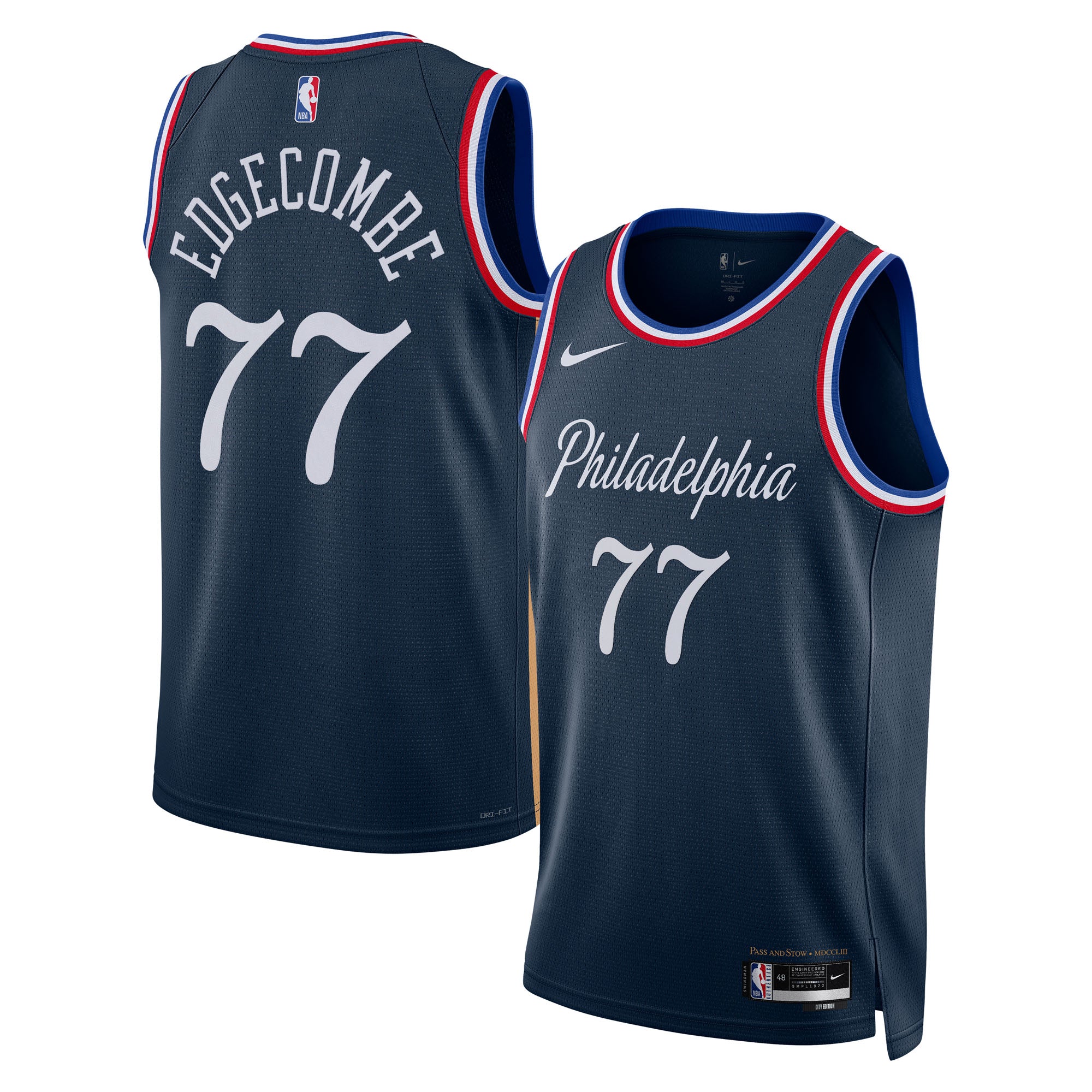 Philadelphia 76ers Nike 2025/26 City Edition Swingman Jersey - Navy - VJ Edgecombe - Unisex