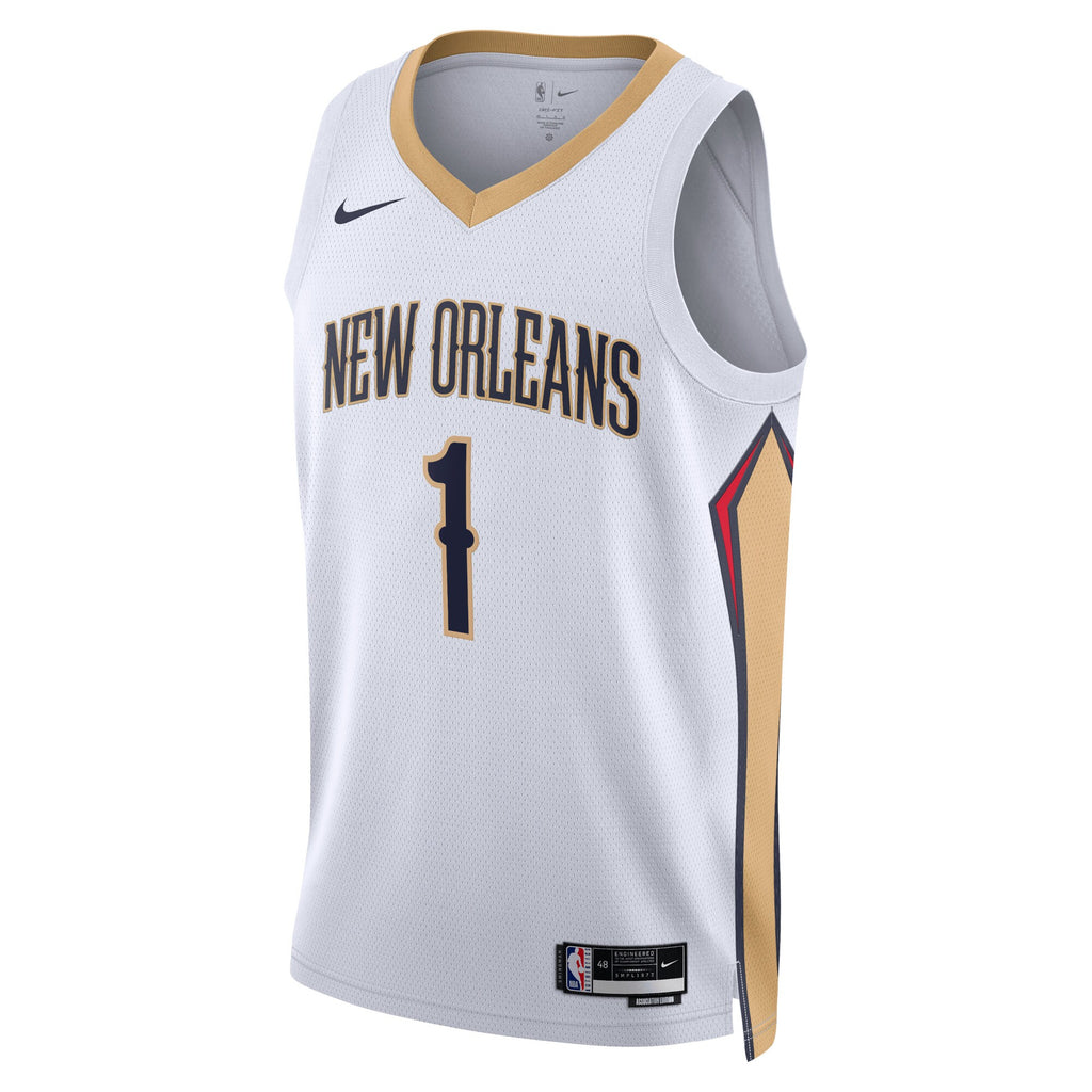 New Orleans Pelicans Nike Association Edition Swingman Jersey - White - Zion Williamson - Unisex
