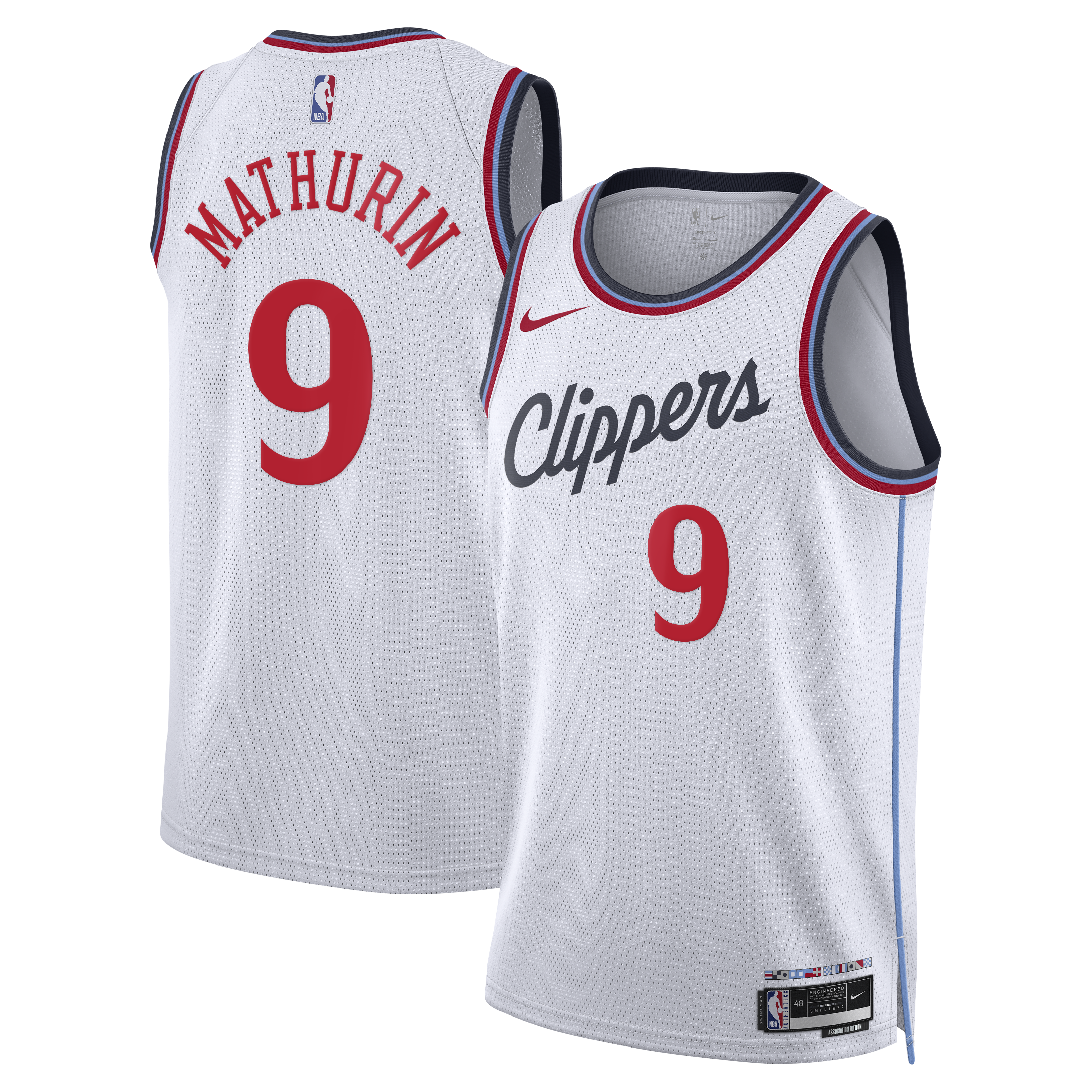 Los Angeles Clippers Nike Replica Association Edition Swingman Jersey - White - Bennedict Mathurin - Unisex