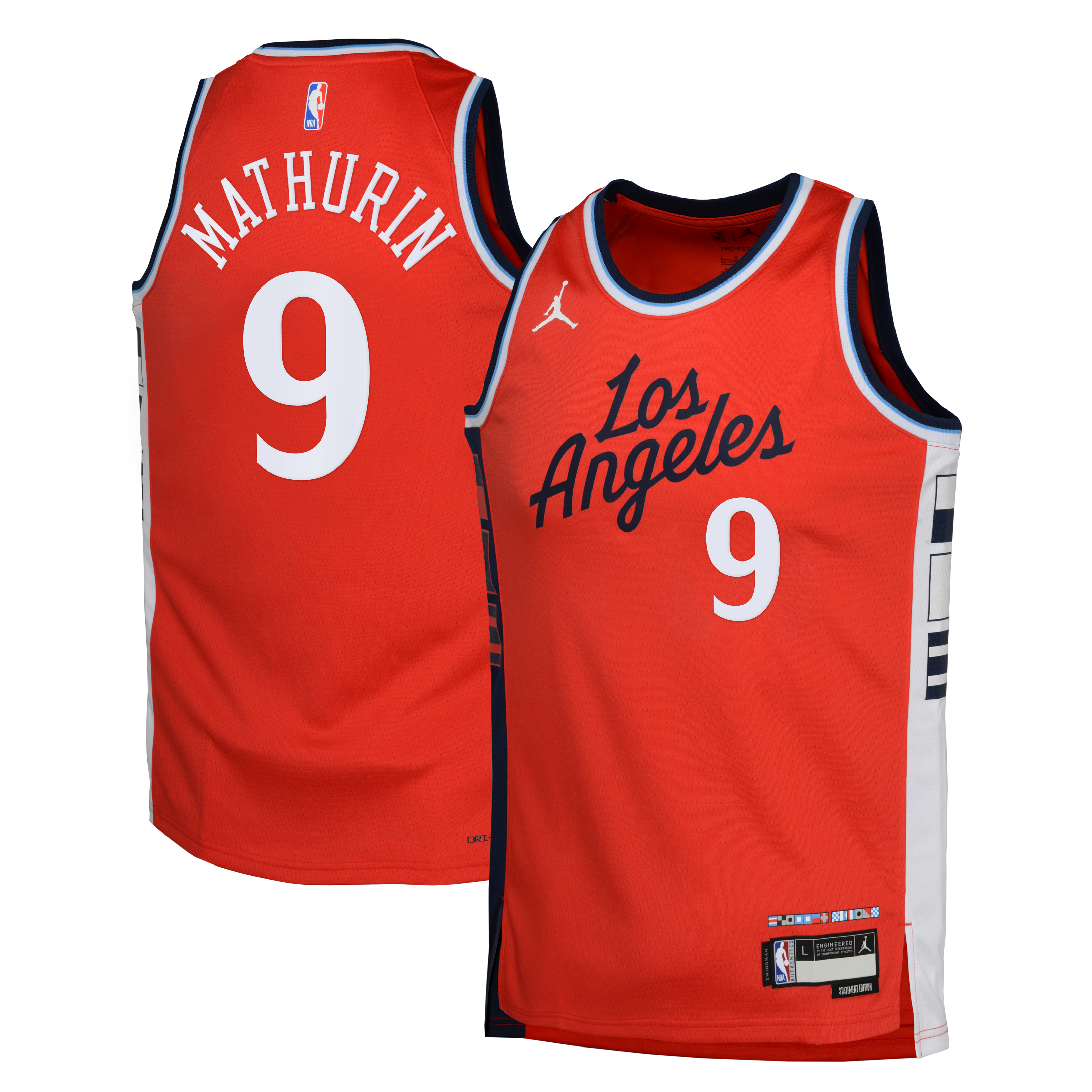 LA Clippers Jordan Brand Statement Edition Swingman Jersey - Red - Bennedict Mathurin - Youth