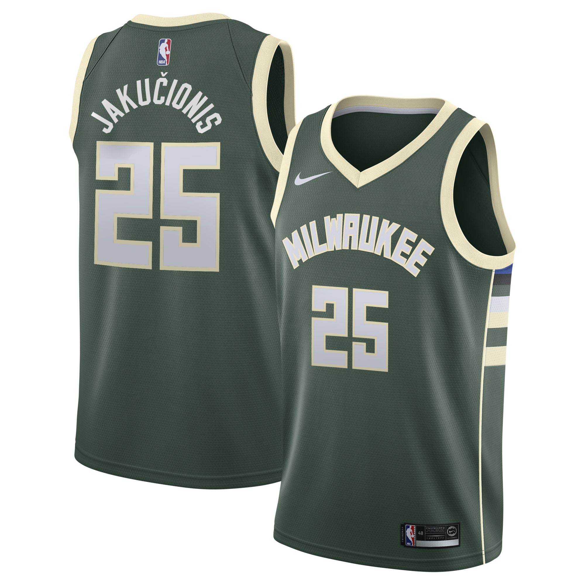 Milwaukee Bucks Nike Icon Edition Swingman Jersey - White - Kasparas Jakučionis - Youth