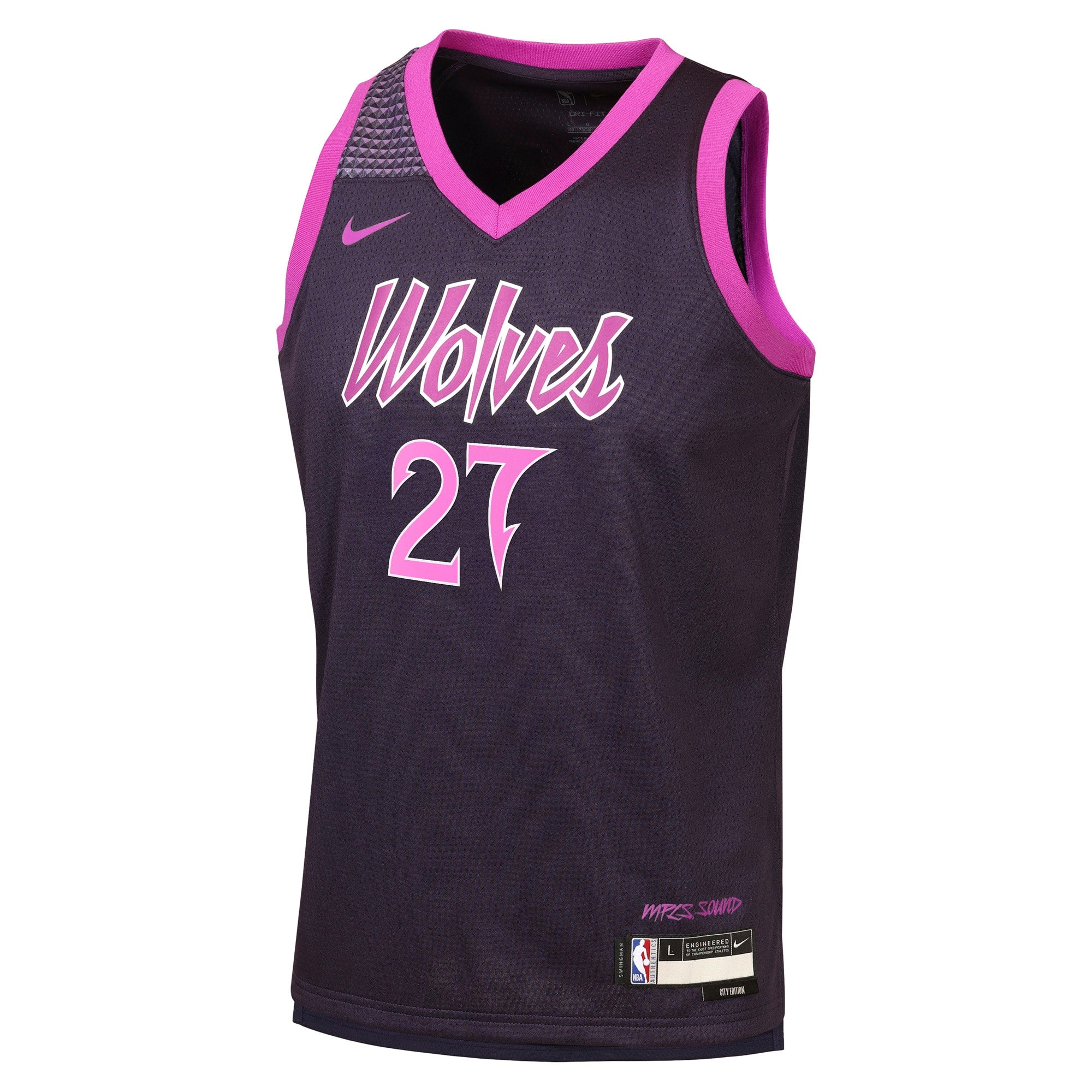 Minnesota Timberwolves Nike 2025/26 City Edition Swingman Jersey - Black - Rudy Gobert - Youth