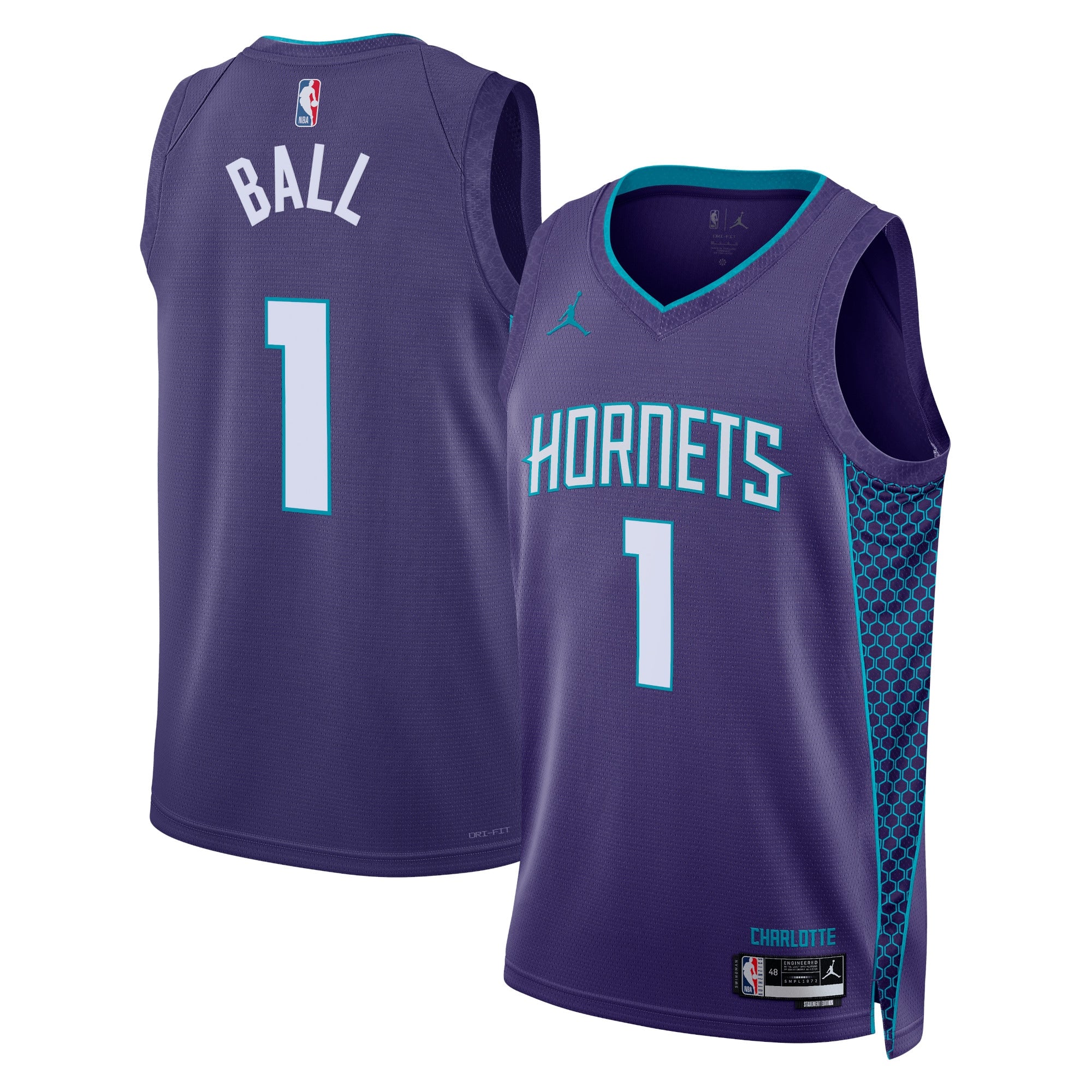 Charlotte Hornets Jordan Brand Statement Edition Swingman Jersey - Purple - LaMelo Ball - Unisex