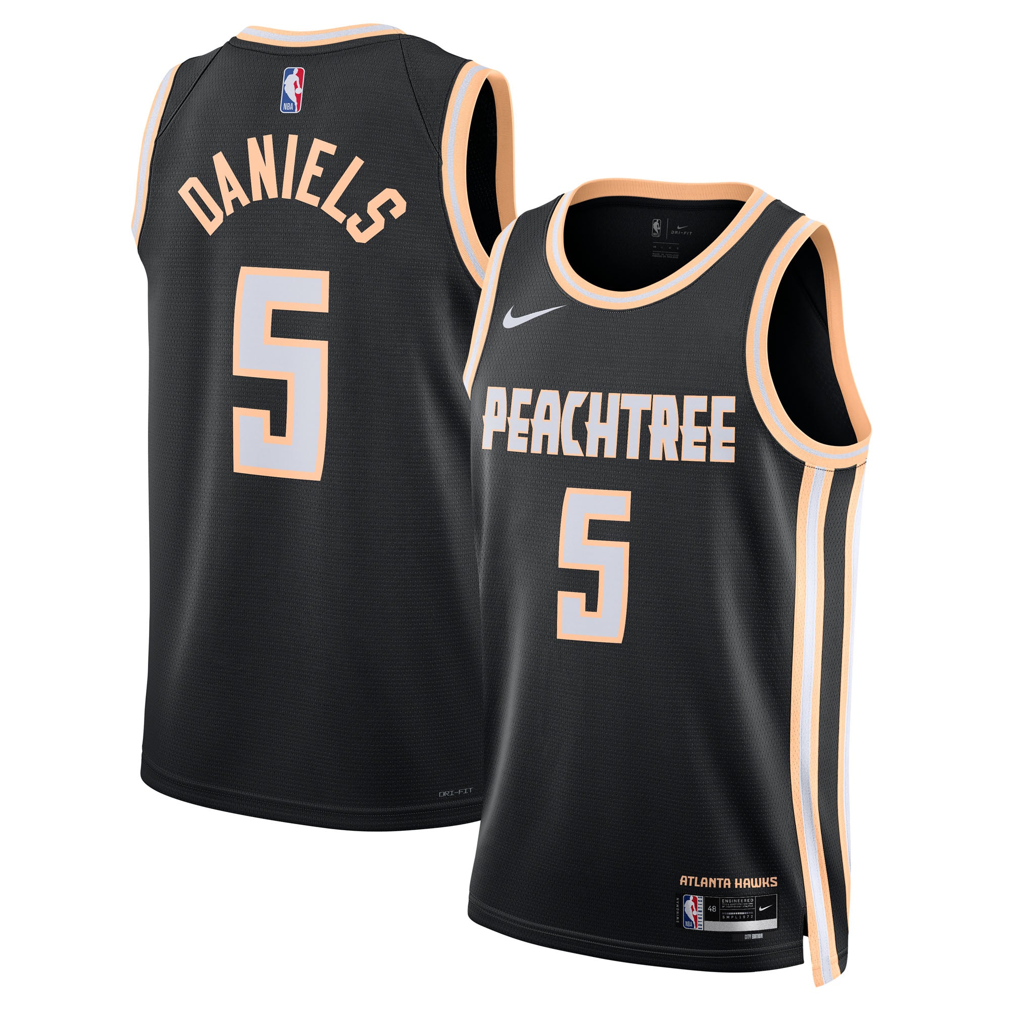 Atlanta Hawks Nike 2025/26 City Edition Swingman Jersey - Black - Dyson Daniels - Unisex
