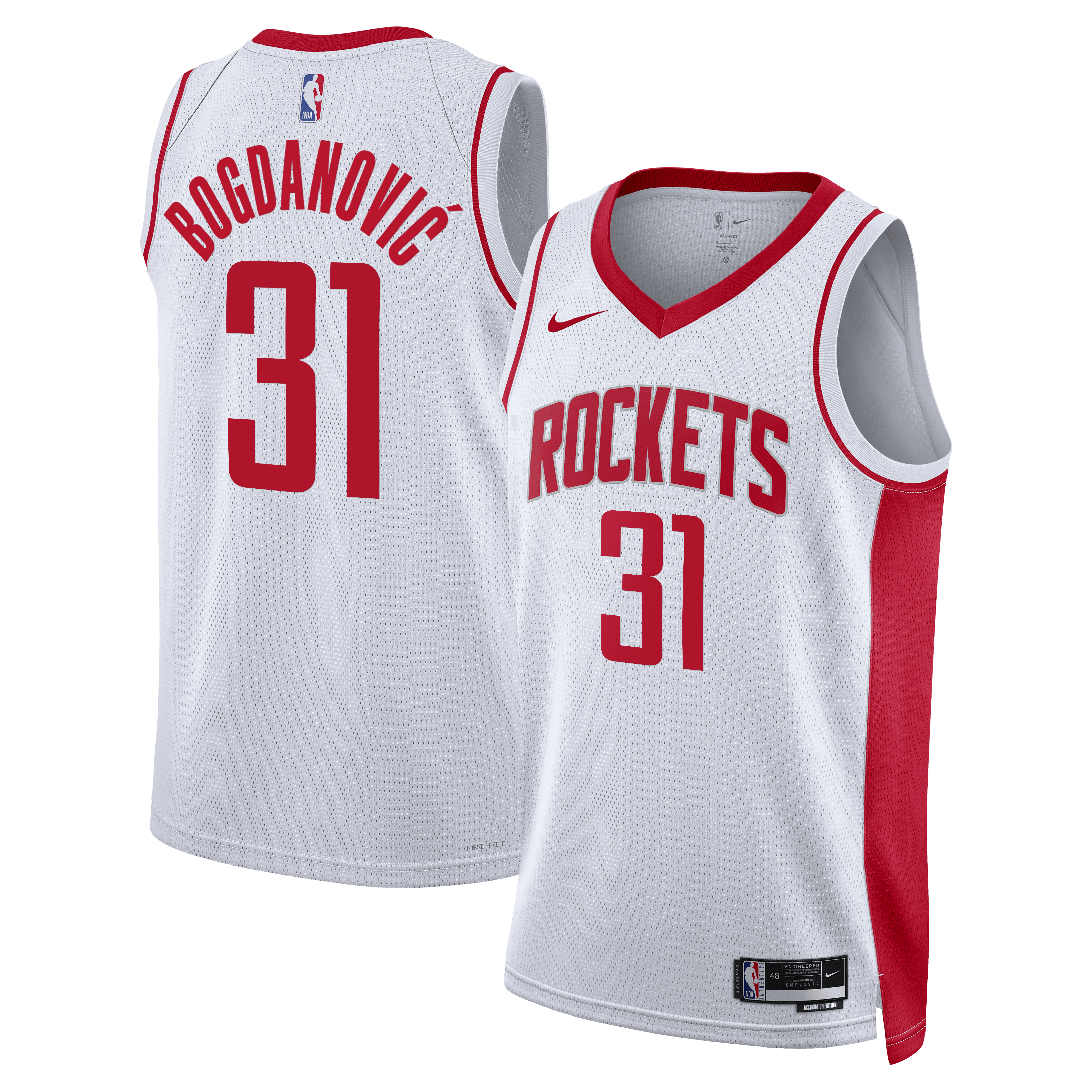 Houston Rockets Nike Association Edition Swingman Jersey - White - Bogdan Bogdanović - Unisex