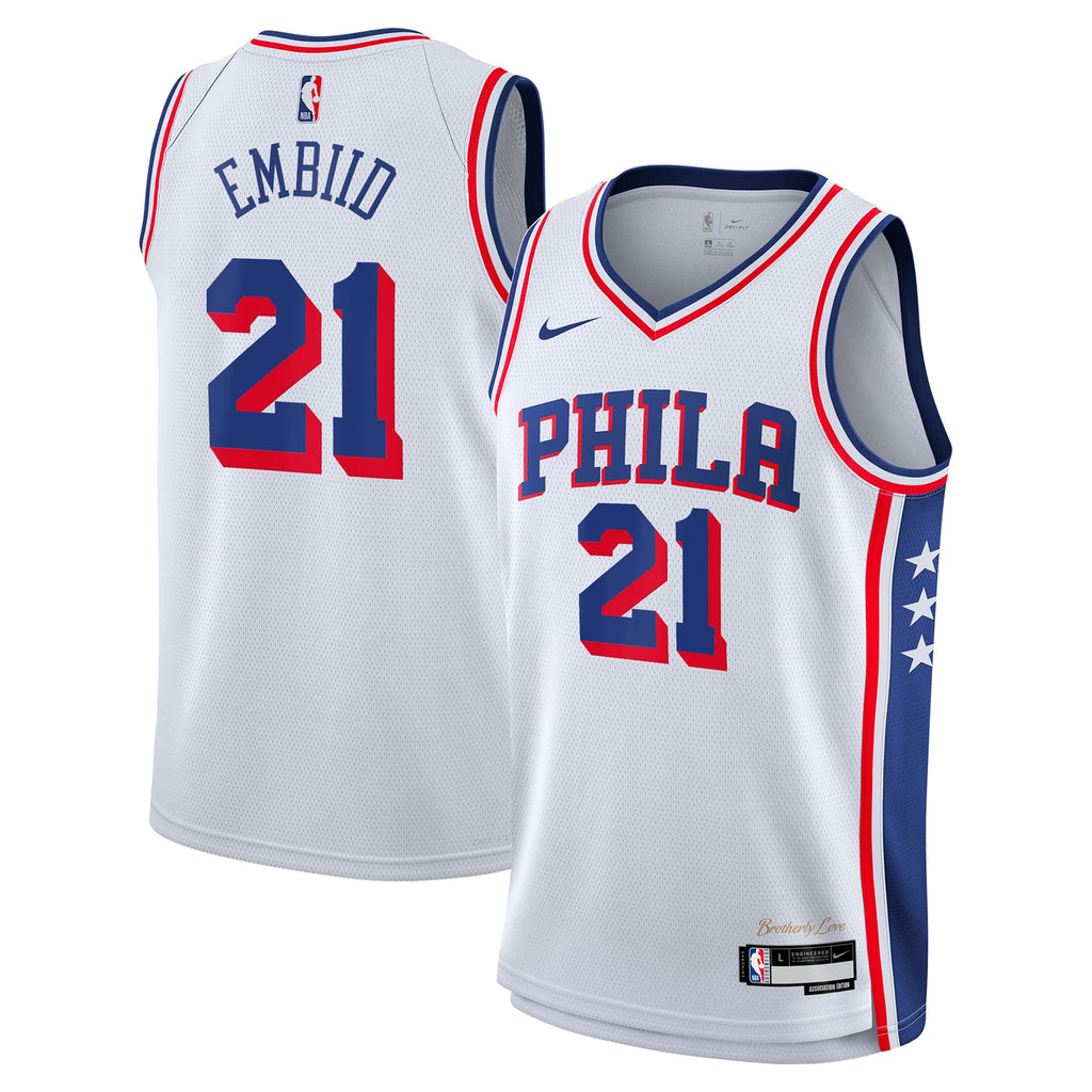 Philadelphia 76ers Nike Association Edition Swingman Jersey - White - Joel Embiid - Youth