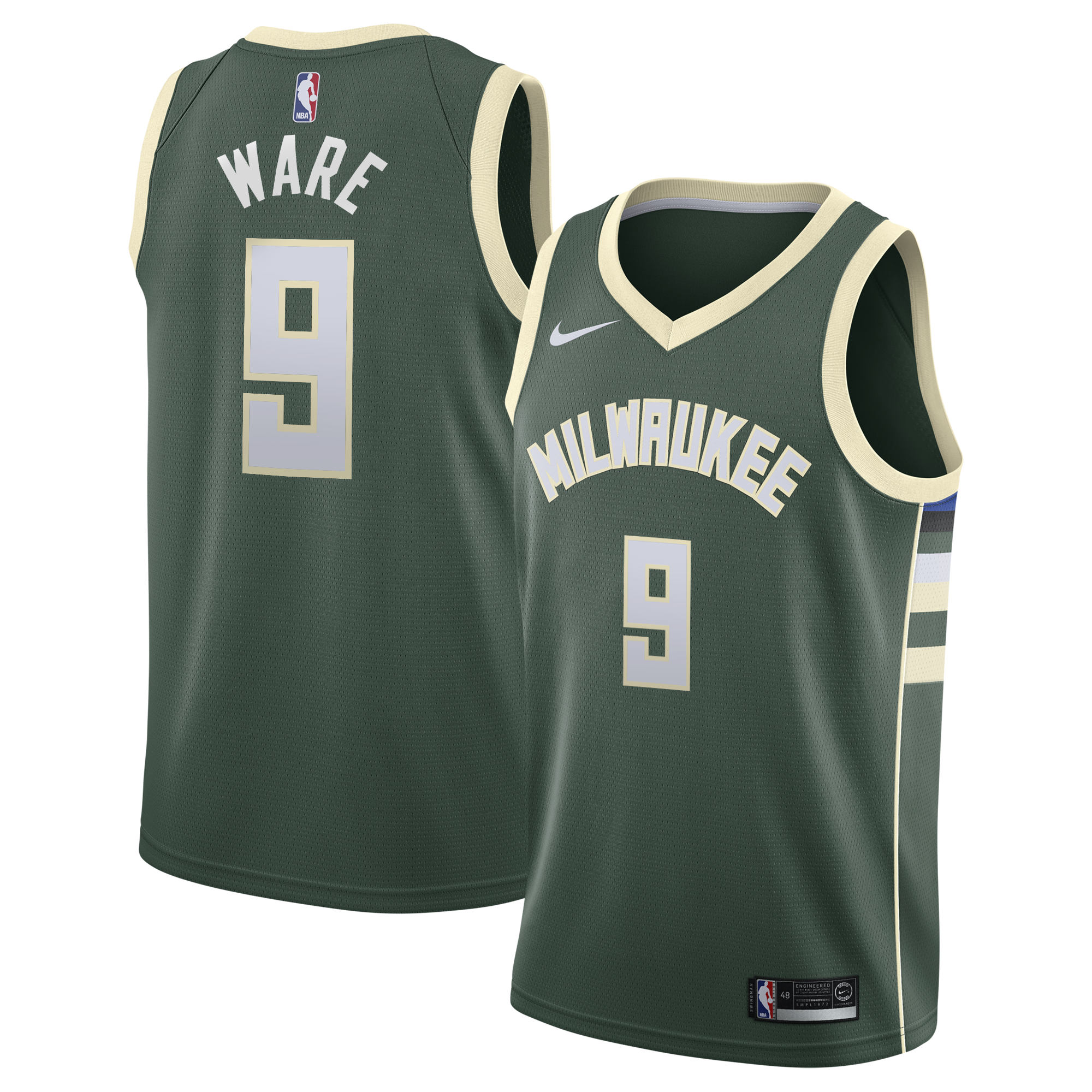 Milwaukee Bucks Nike Icon Edition Swingman Jersey - White - Kel'el Ware - Youth