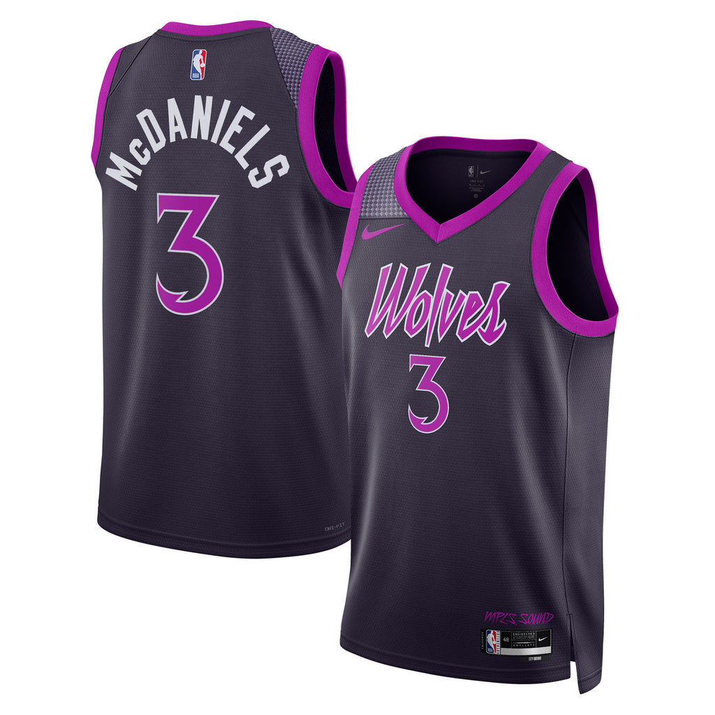 Minnesota Timberwolves Nike 2025/26 City Edition Swingman Jersey - Black - Jaden McDaniels - Unisex