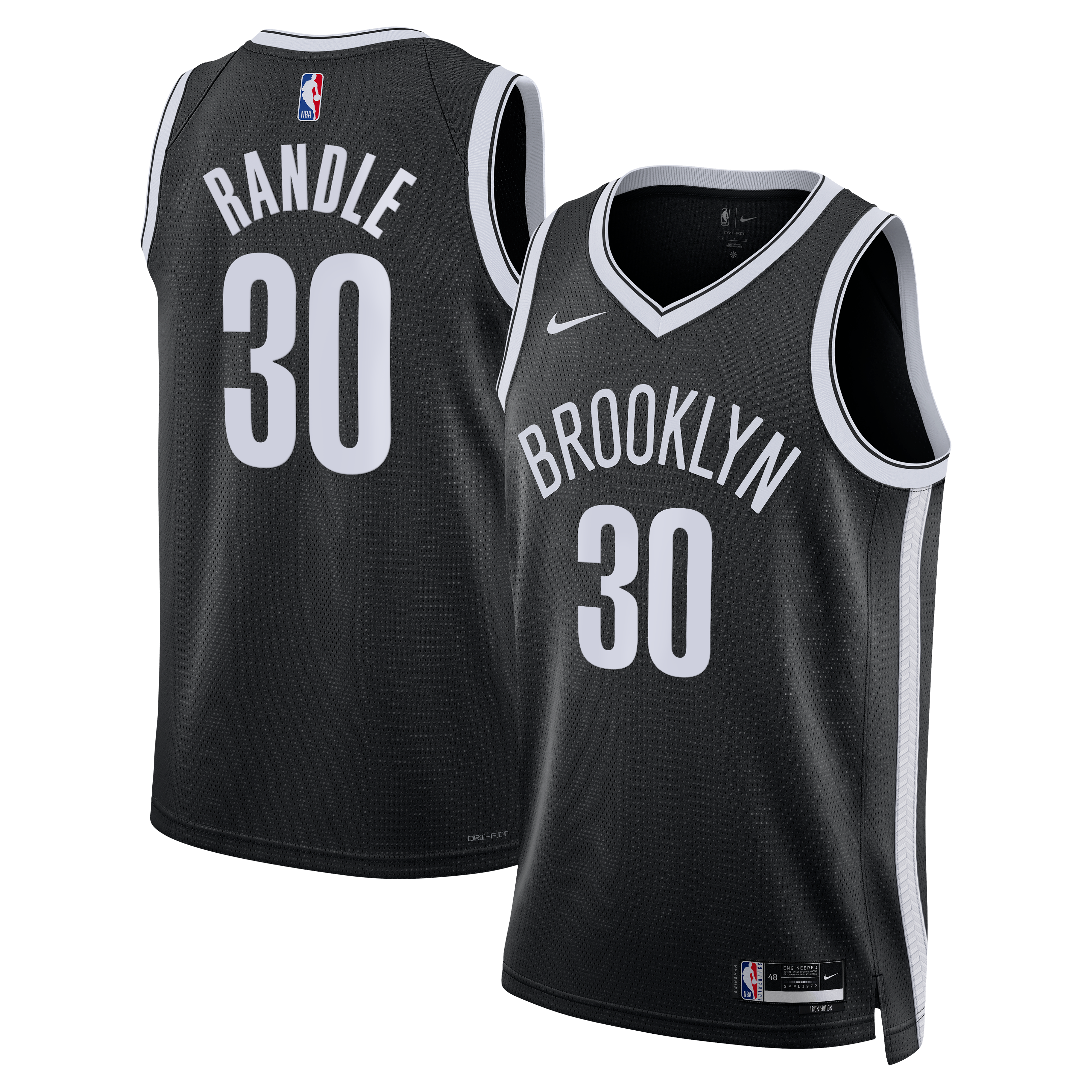 Brooklyn Nets Nike Icon Swingman Jersey- Black - Julius Randle - Unisex