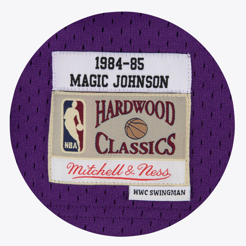 Los Angeles Lakers Magic Johnson 1984-85 Hardwood Classics Road Swingman Jersey By Mitchell & Ness - Purple - Mens