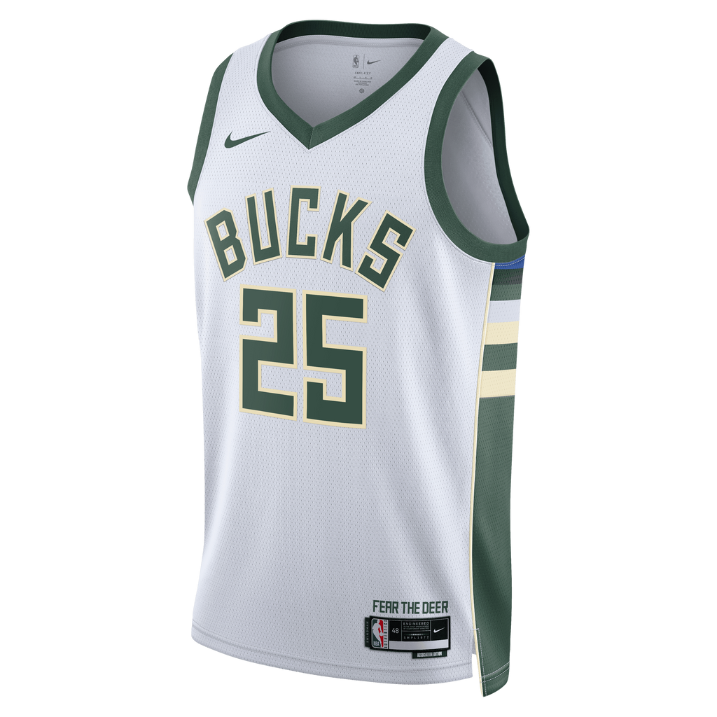 Milwaukee Bucks Nike Association Edition Swingman Jersey - White - Kasparas Jakučionis - Unisex