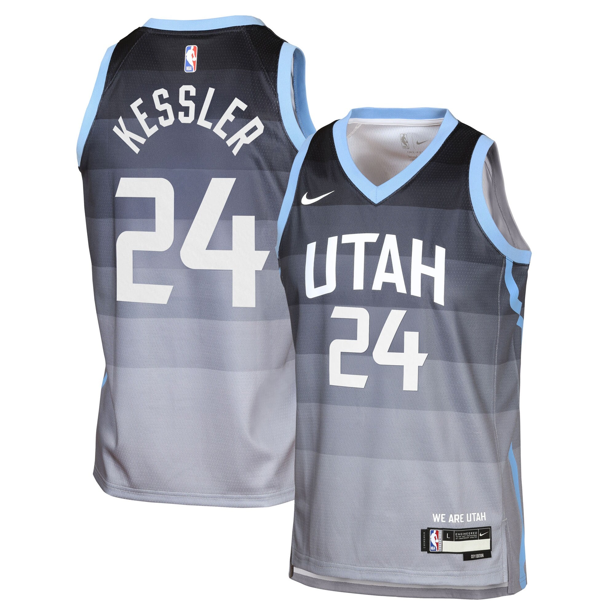 Utah Jazz Nike 2025/26 City Edition Swingman Jersey - Gray - Walker Kessler - Youth