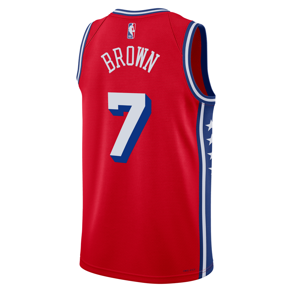 hiladelphia 76ers Jordan Brand Statement Edition Swingman Jersey - Red - Jaylen Brown - Unisex