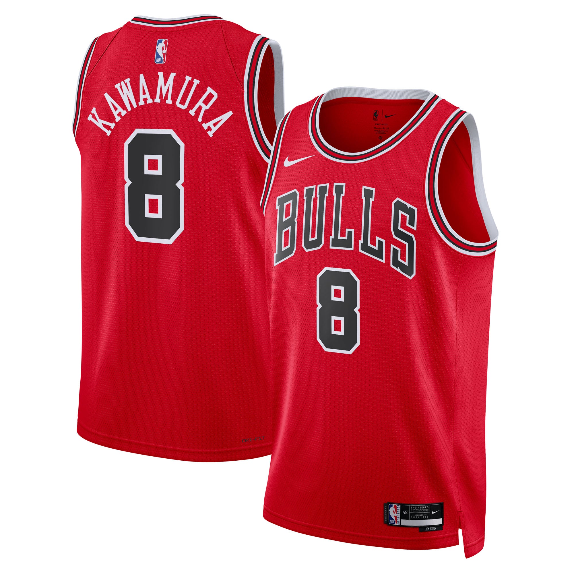 Chicago Bulls Nike Icon Edition Swingman Jersey - Red - Yuki Kawamura - Unisex