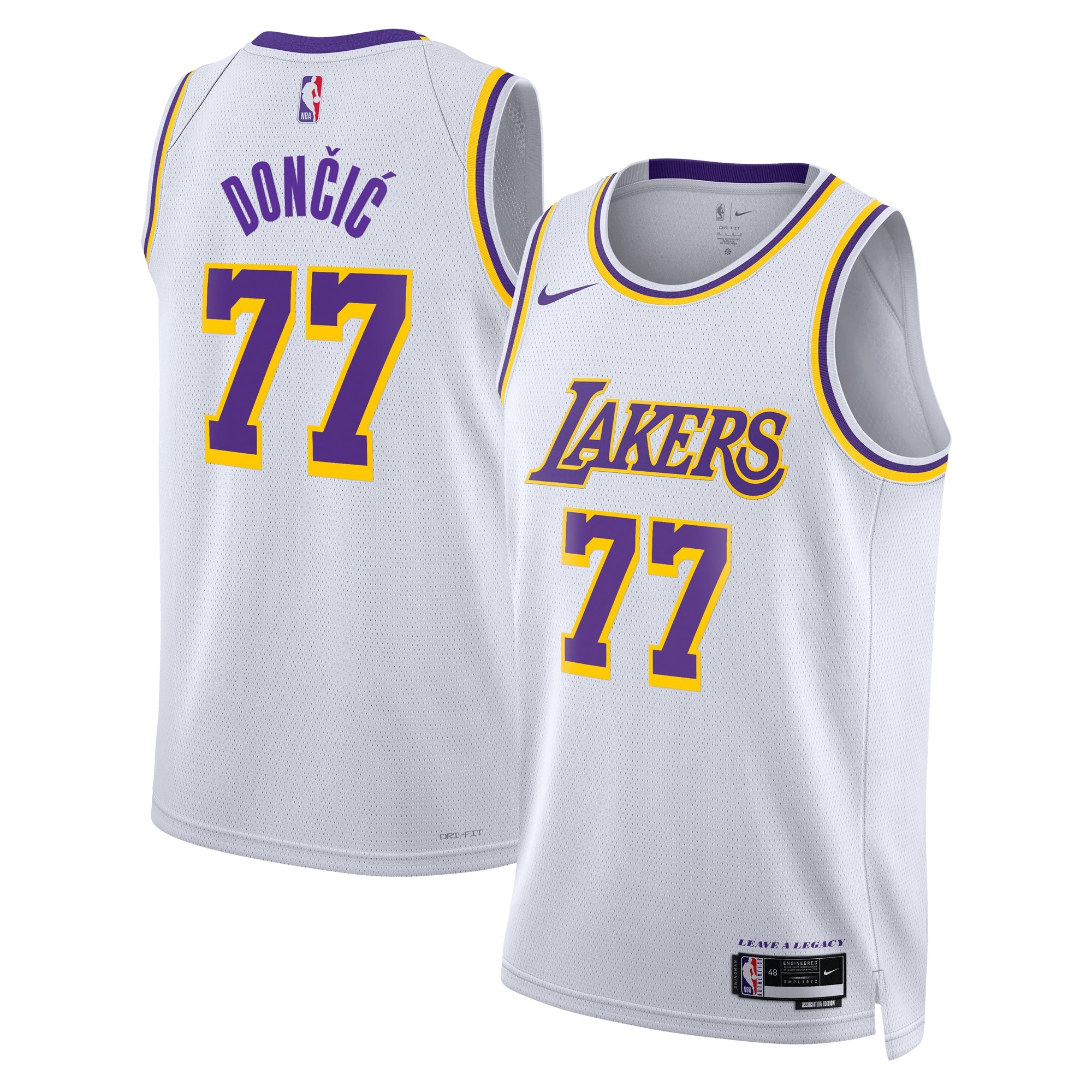 Los Angeles Lakers Nike Association Edition Swingman Jersey - White - Luka Dončić - Unisex
