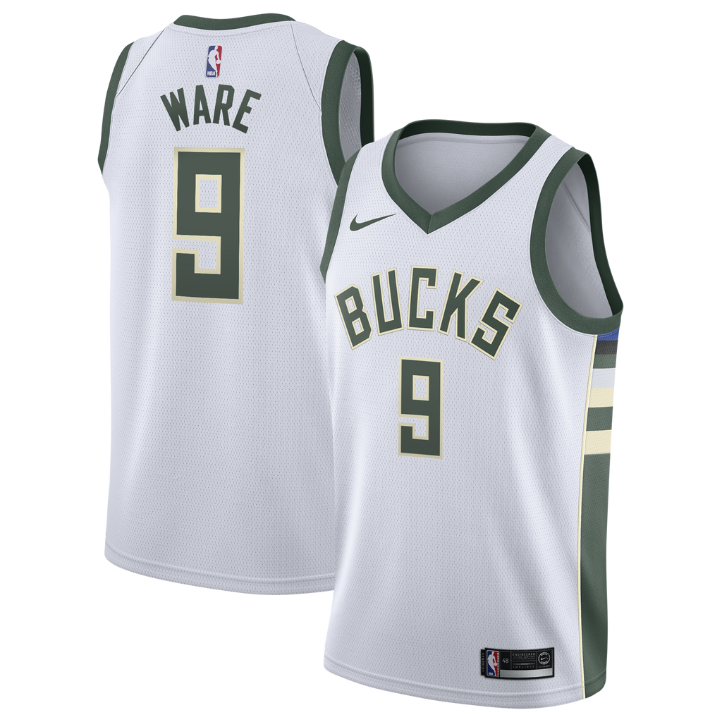 Milwaukee Bucks Nike Association Edition Swingman Jersey - White - Kel'el Ware - Youth