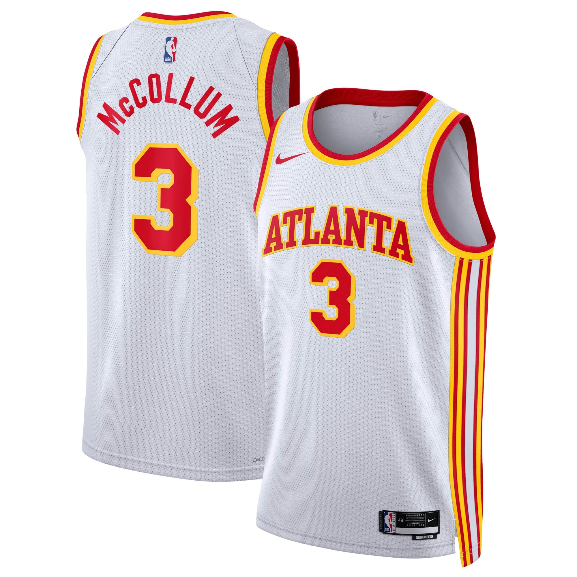 Atlanta Hawks Nike Association Edition Swingman Jersey - White - CJ McCollum - Unisex