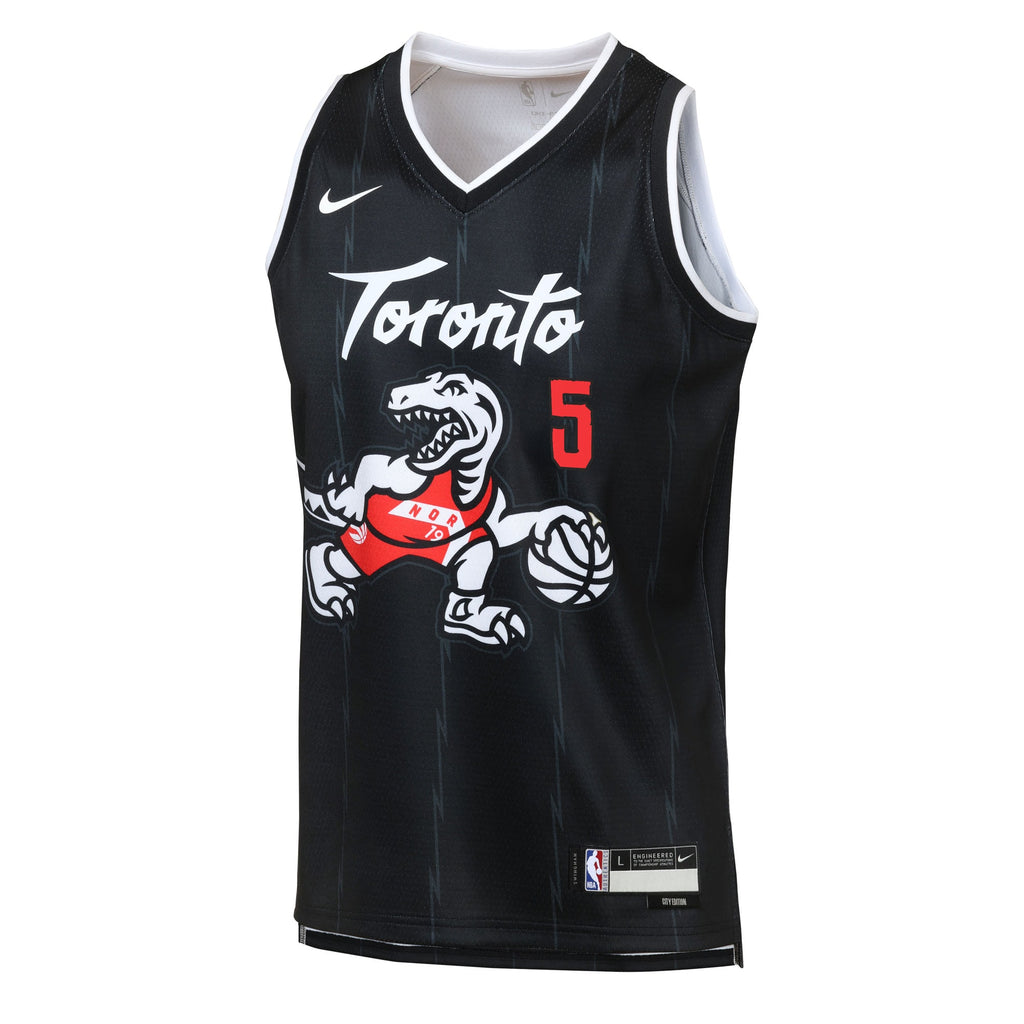 Toronto Raptors Nike 2025/26 City Edition Swingman Jersey - Black - Immanuel Quickley - Youth