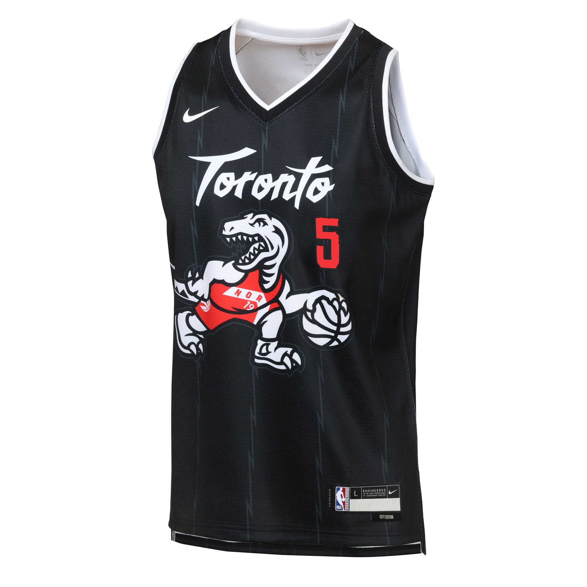Toronto Raptors Nike 2025/26 City Edition Swingman Jersey - Black - Immanuel Quickley - Youth