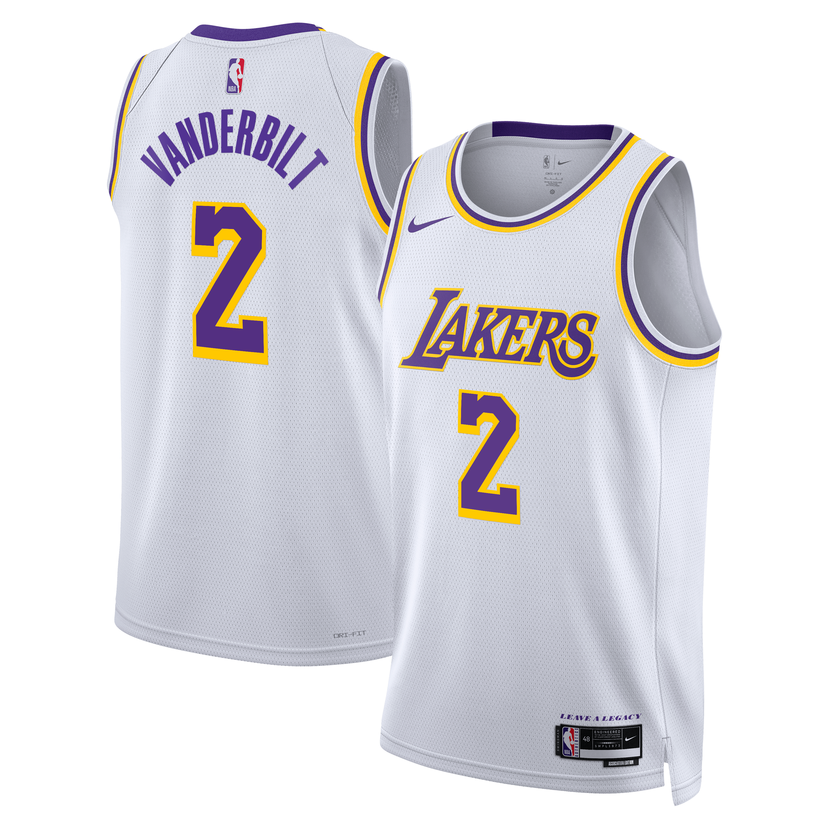 Los Angeles Lakers Nike Association Edition Swingman Jersey - White - Jarred Vanderbilt - Unisex