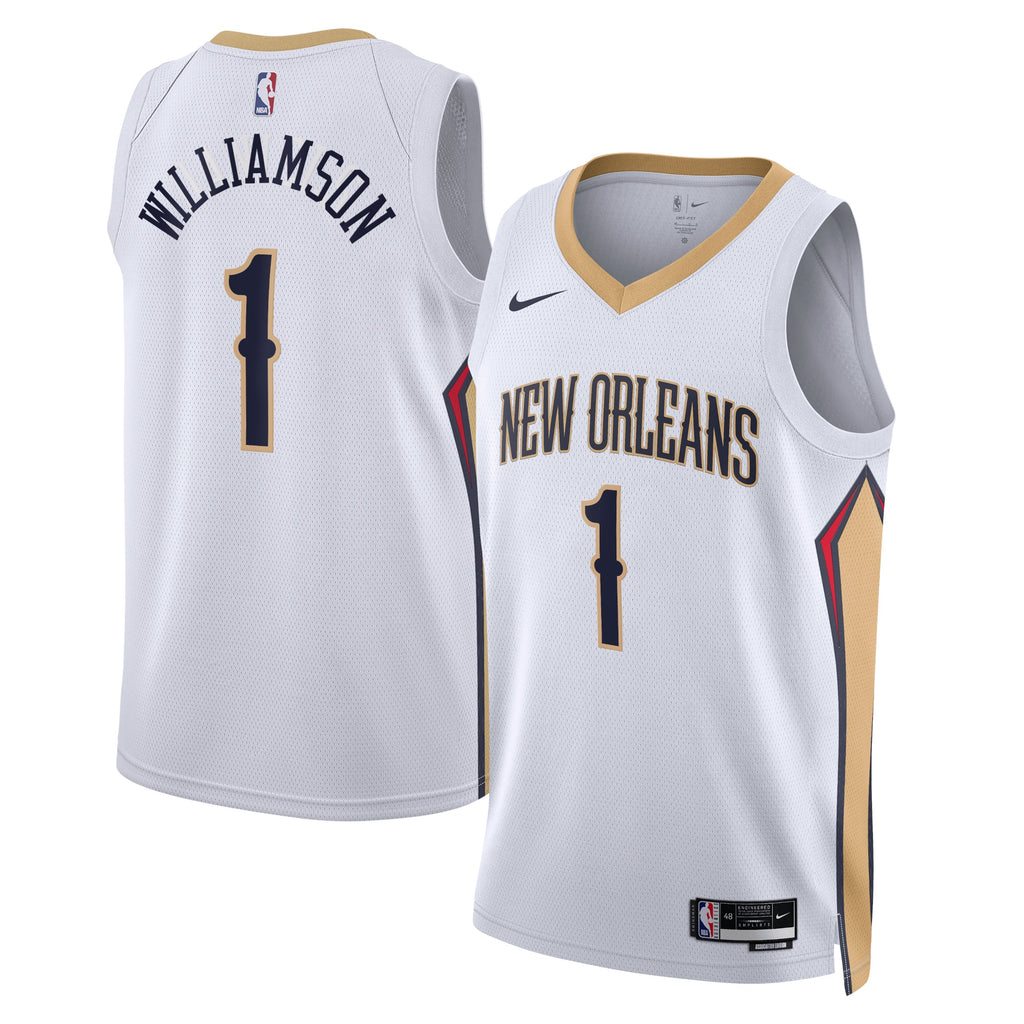 New Orleans Pelicans Nike Association Edition Swingman Jersey - White - Zion Williamson - Unisex