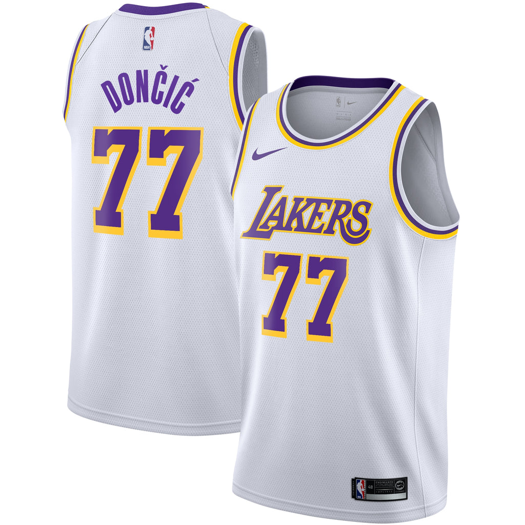 Los Angeles Lakers Nike Association Edition Swingman Jersey - White - Luka Dončić - Youth