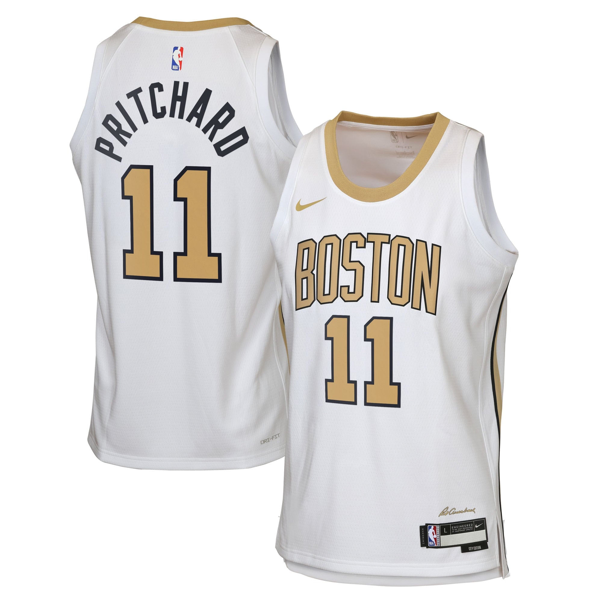Boston Celtics Nike 2025/26 City Edition Swingman Jersey - White - Payton Pritchard - Youth