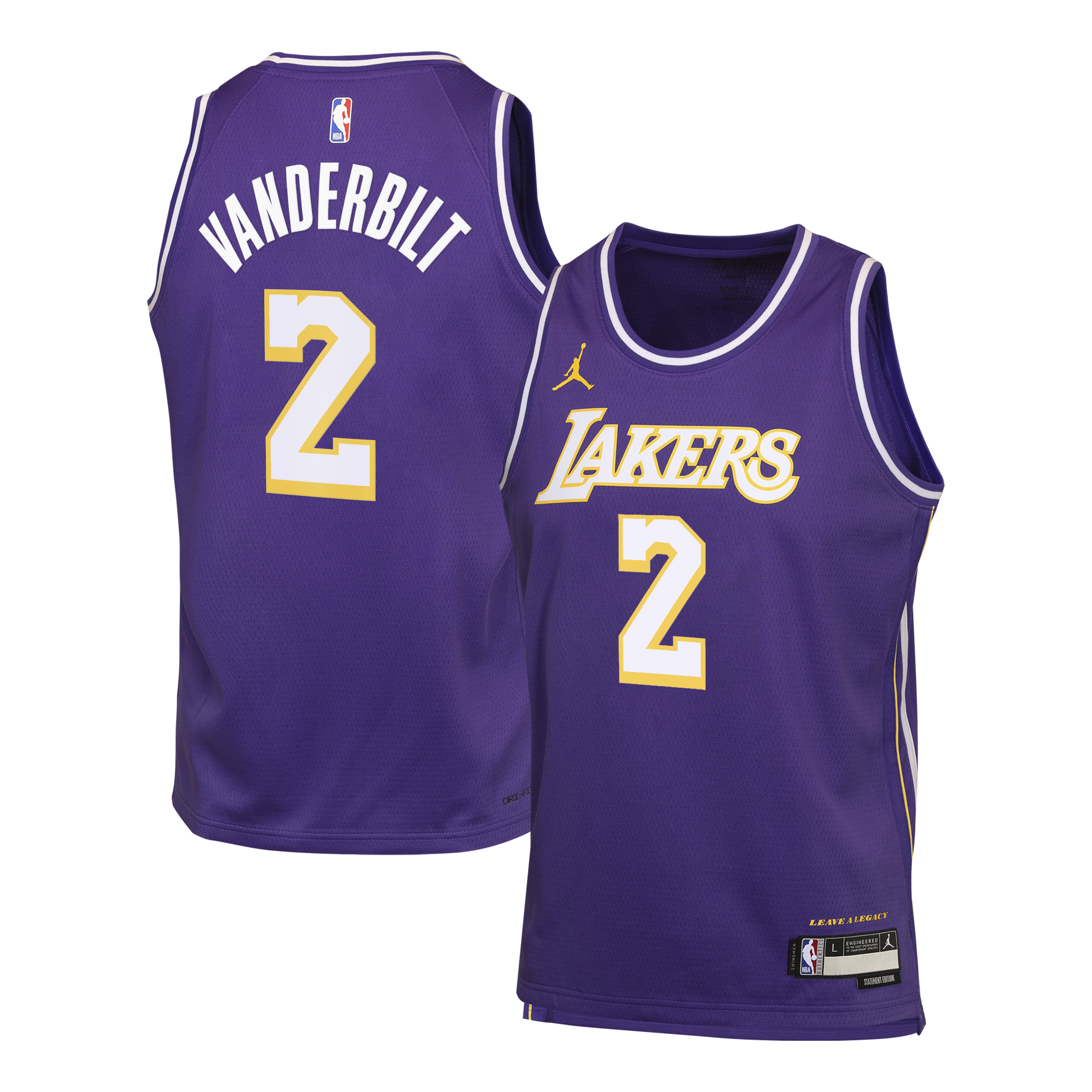 Los Angeles Lakers Jordan Brand Statement Edition Jersey - Purple - Jarred Vanderbilt - Youth