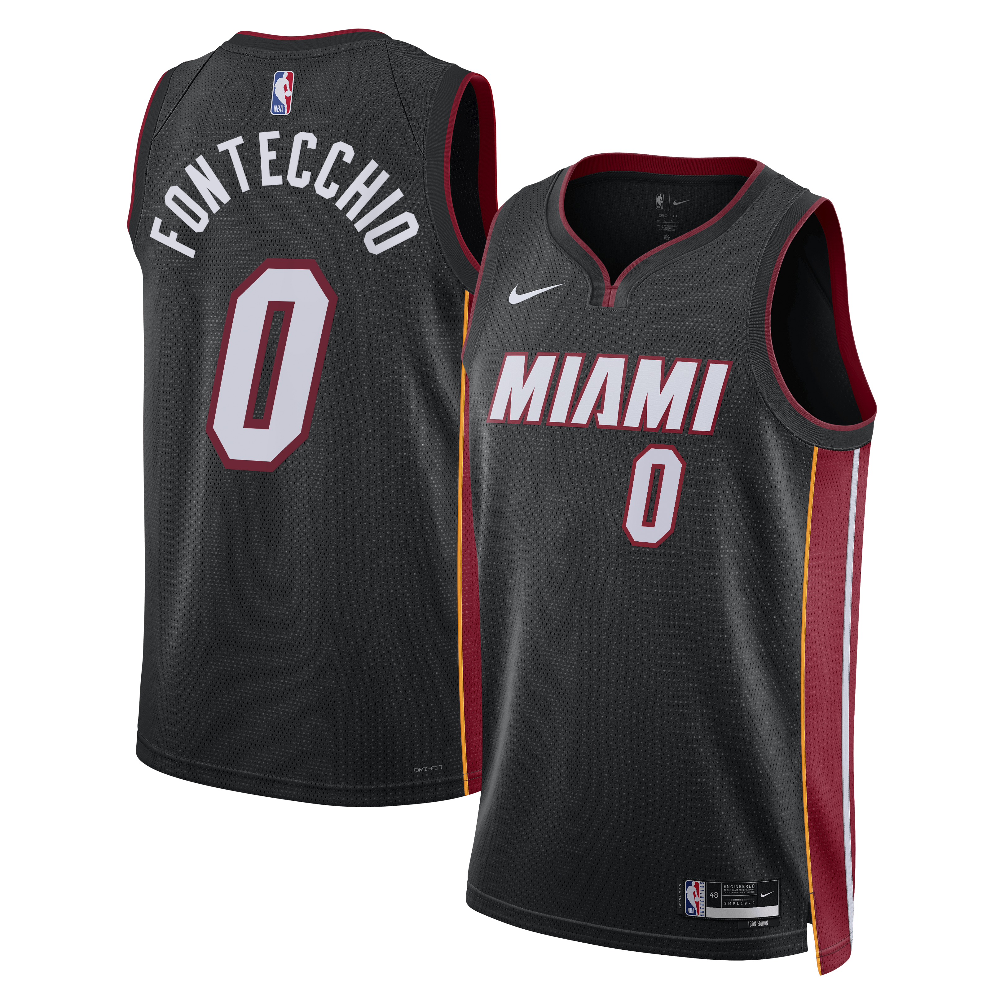 Miami Heat Nike Icon Edition Swingman Jersey - Black - Simone Fontecchio - Unisex