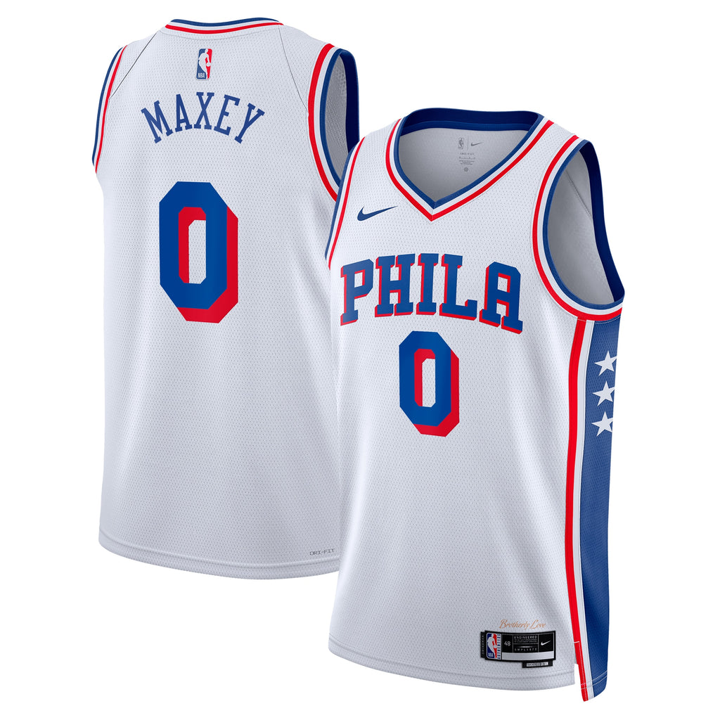 Philadelphia 76ers Nike Association Edition Swingman Jersey - White - Tyrese Maxey - Unisex