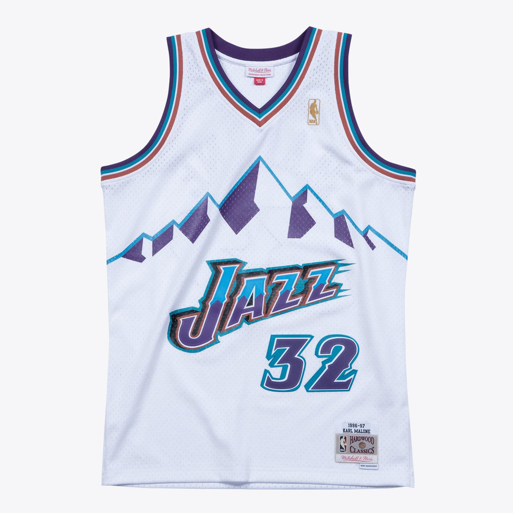 Utah Jazz Karl Malone 1996 Hardwood Classics Swingman Jersey By Mitchell & Ness - White - Mens