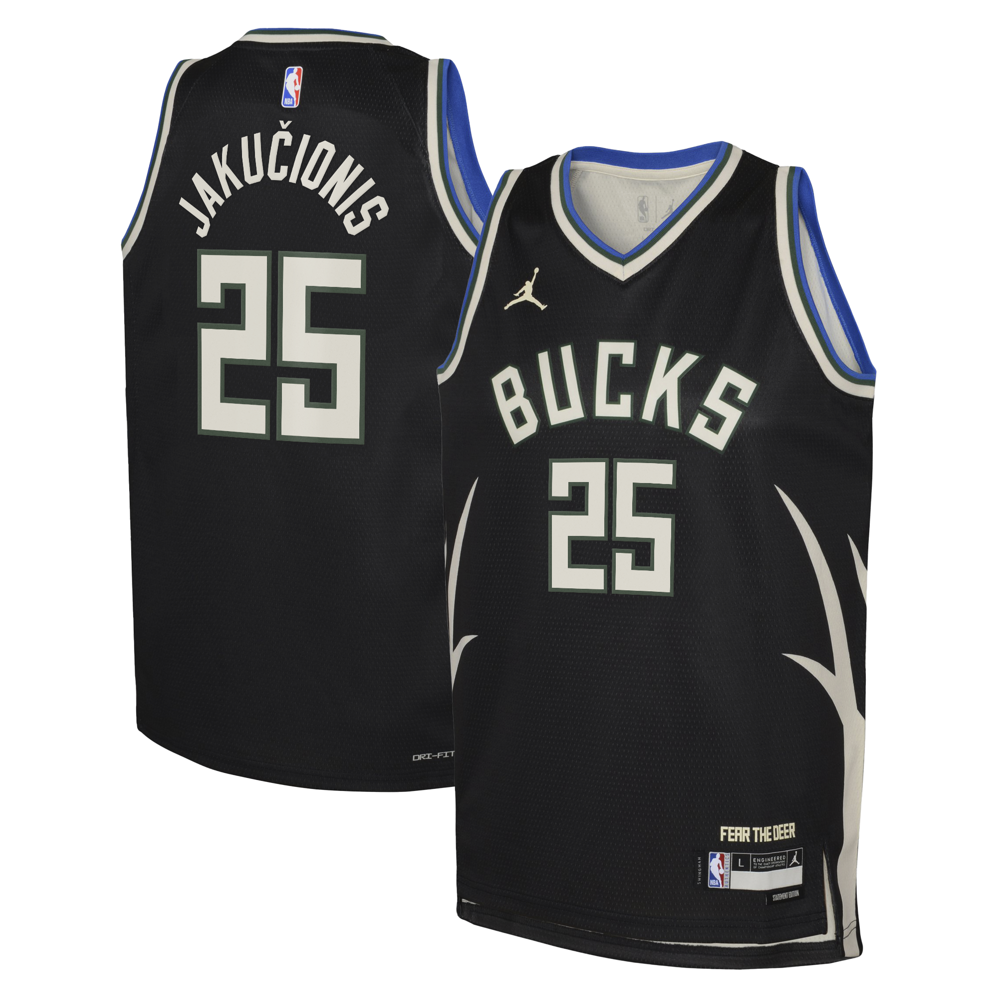 Milwaukee Bucks Jordan Brand Statement Edition Swingman Jersey - Hunter Green - Kasparas Jakučionis - Youth